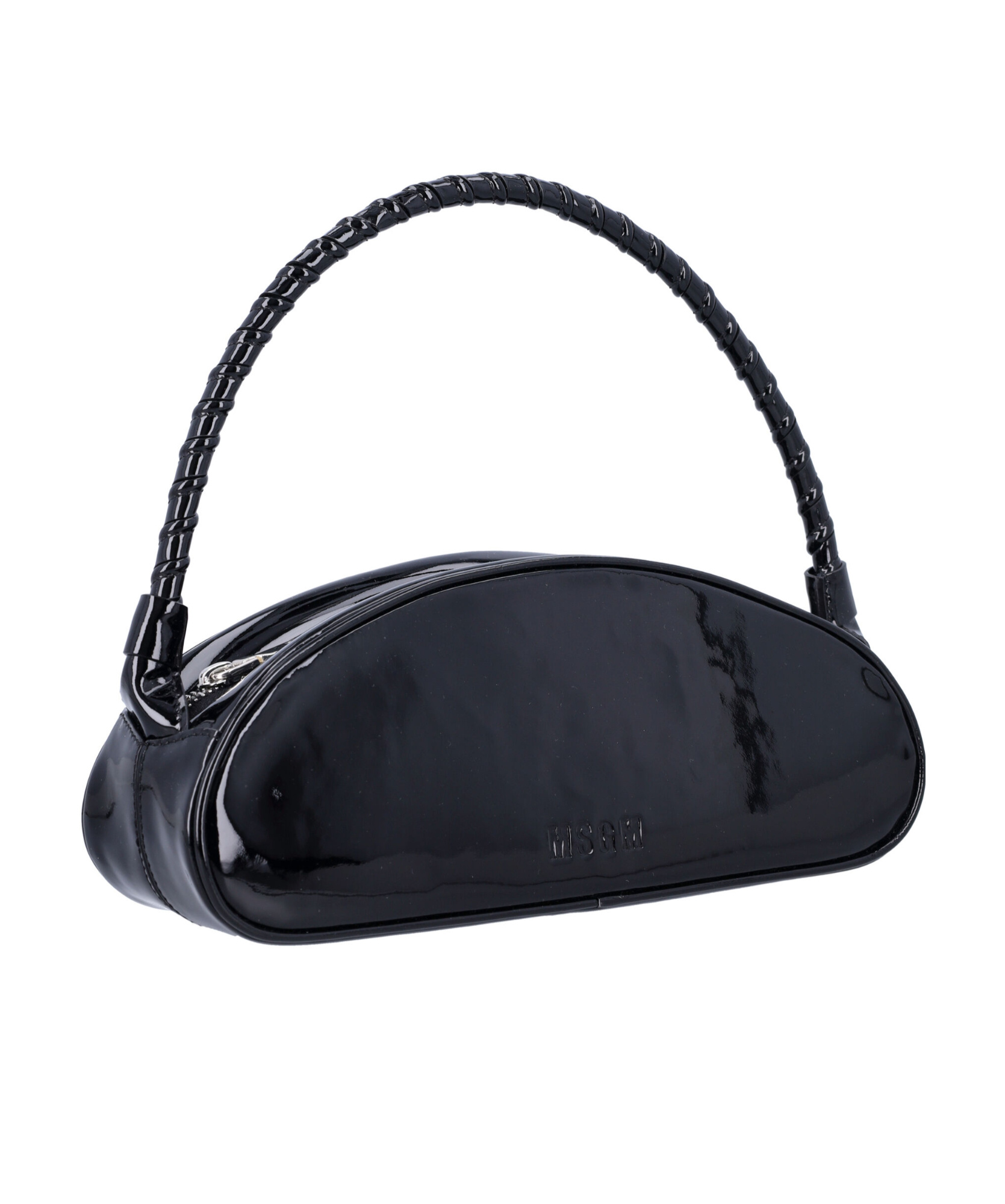 Msgm Logo-debossed Leather Tote Bag In Black