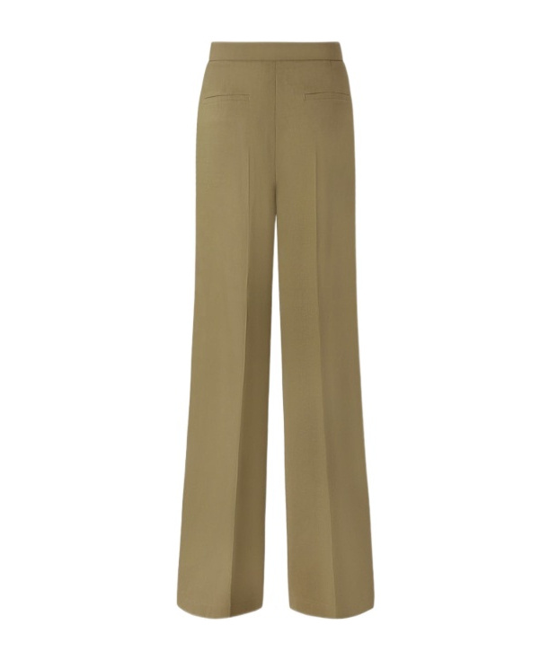 Pinko Wide Leg Linen Blend Trousers In Green