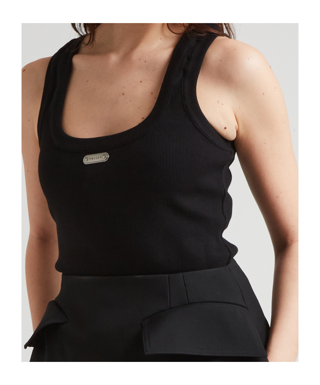 Alexander Mcqueen Ribbed Texture Sleeveless Top In Black