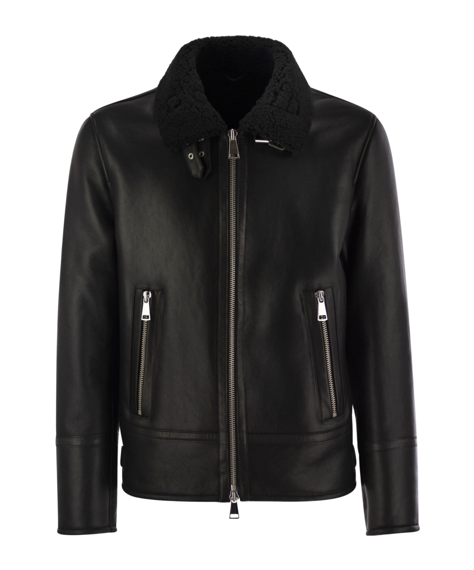 Dondup Regular Shearling Jacket In Black