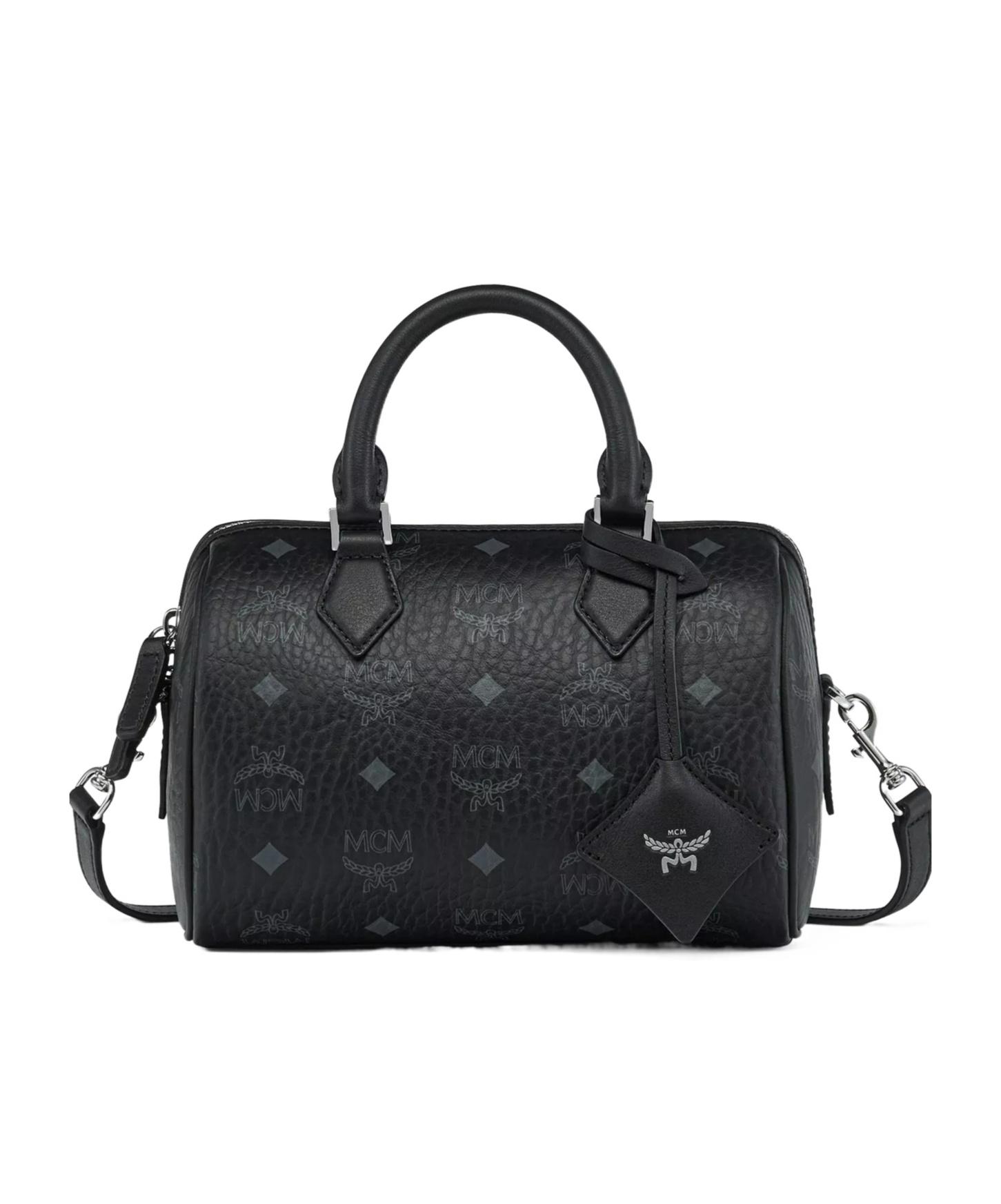 Mcm Ella Boston Bag In Visetos In Black