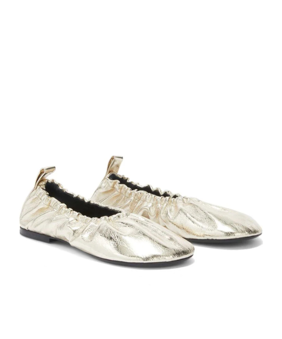 Shop Jil Sander Gathered-detail Leather Ballerina Shoes In White