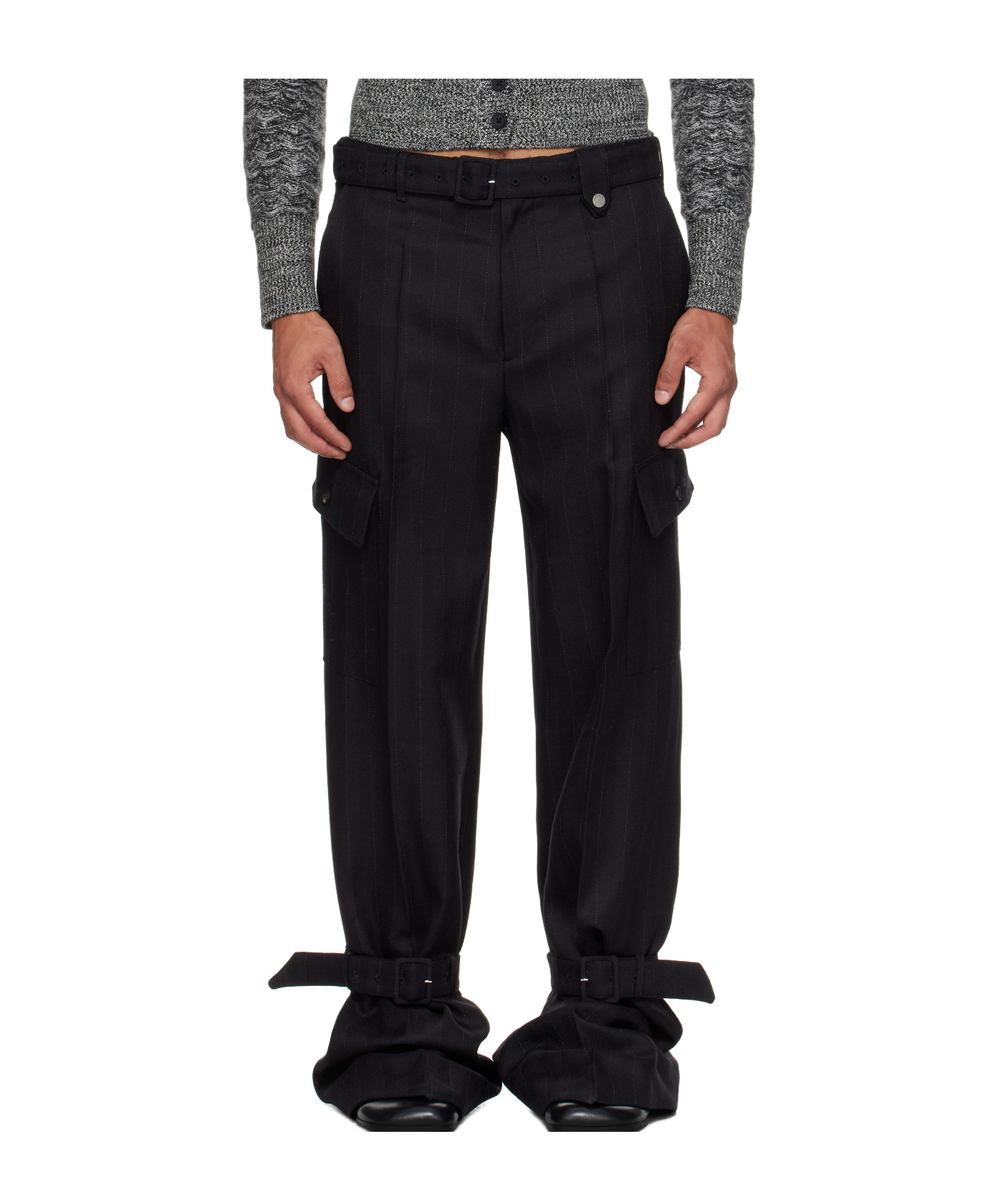 Egonlab Black Belted Cargo Pants In Black