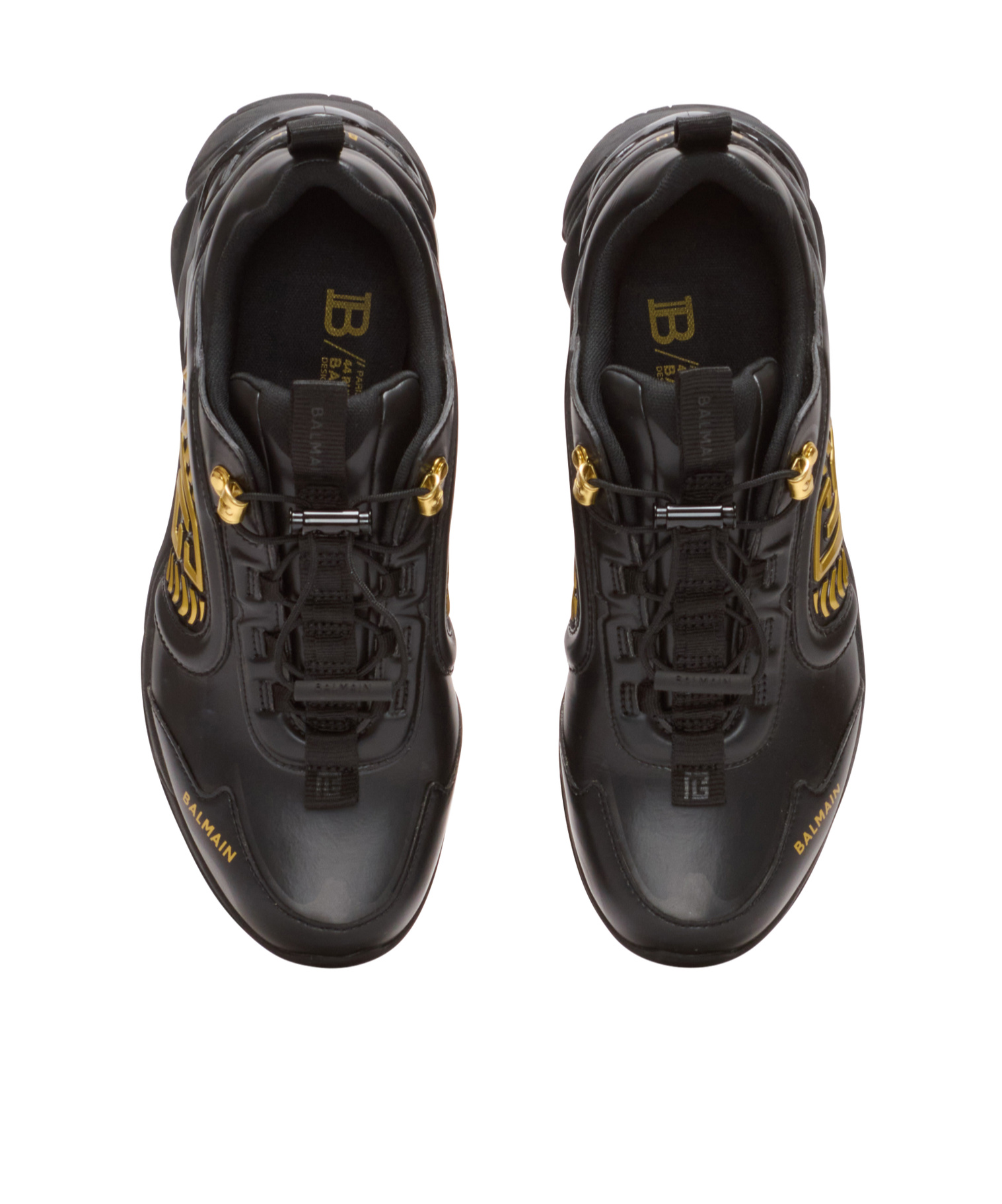 Balmain Cosmic Dust Glazed Leather Chunky Trainers In Black