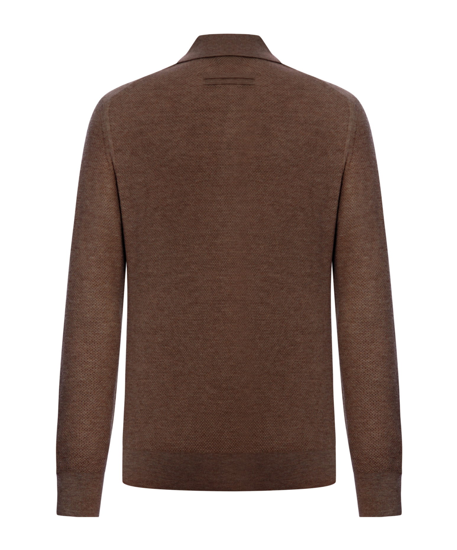 Zegna Cashmere Polo Sweater Textured Knit In Brown