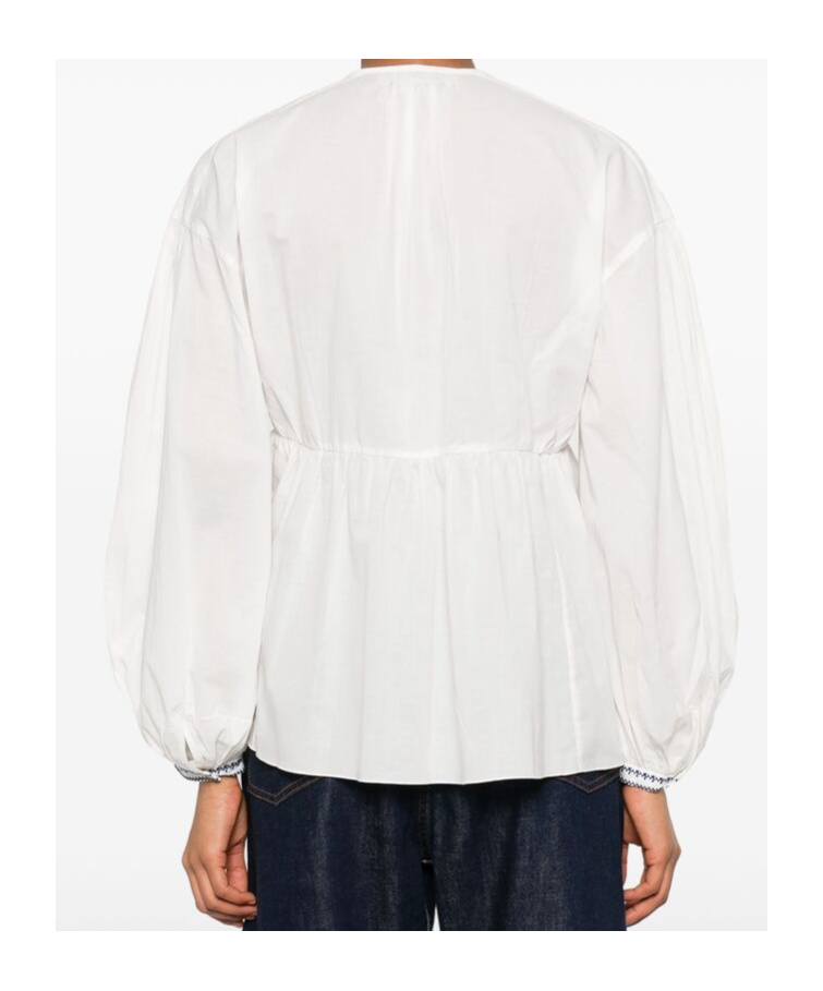 Apc A.p.c. V-neck Blouse With Buttoned-cuff Sleeves In White