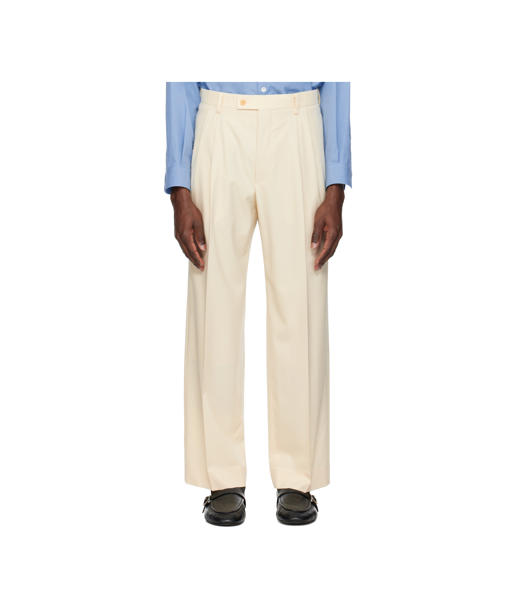 Auralee Pleated Tailored Trousers In Ivory