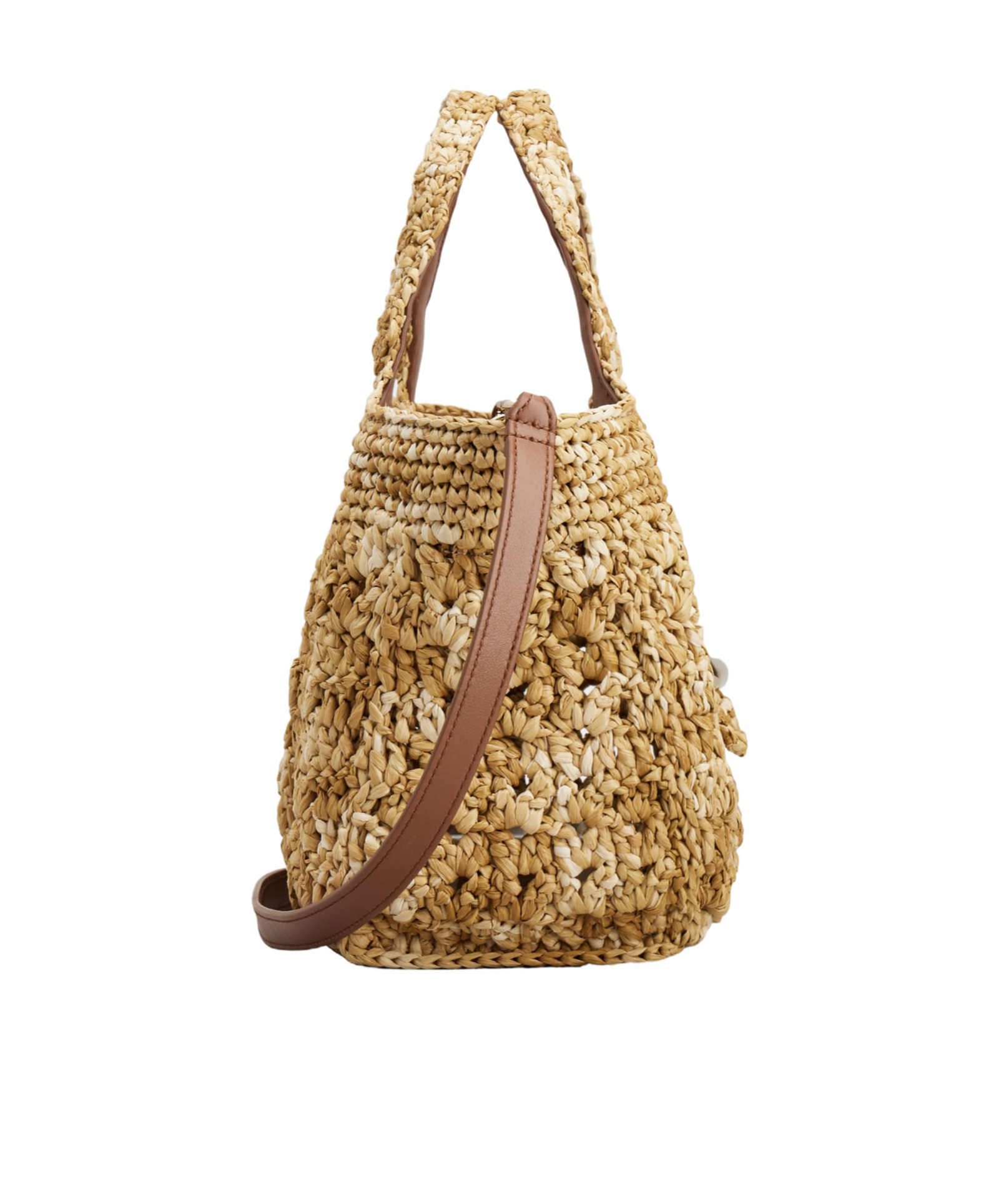 Roger Vivier Logo Engraved Woven Shoulder Bag In Nude