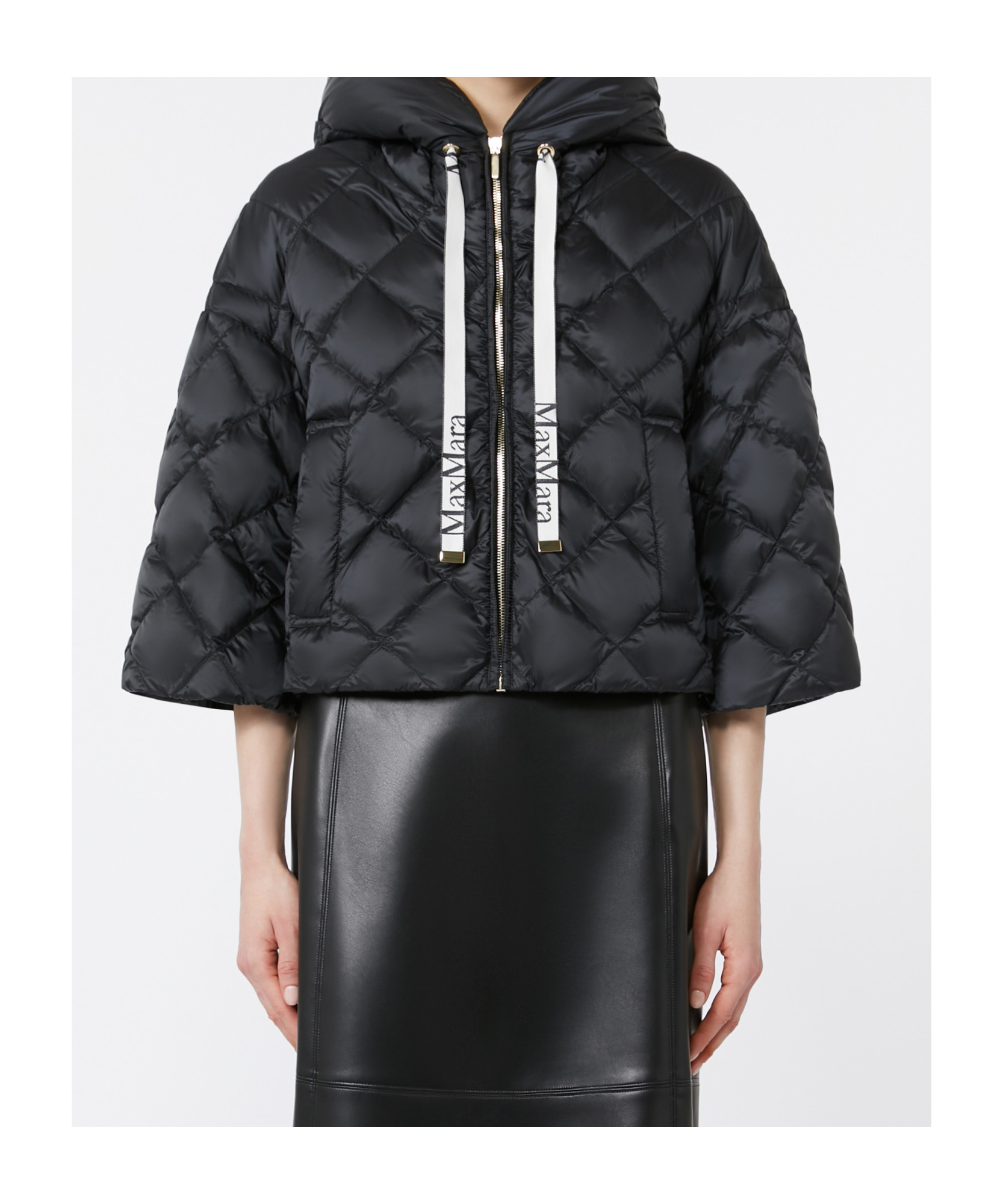 Max Mara Hooded Cotton Jacket In Black