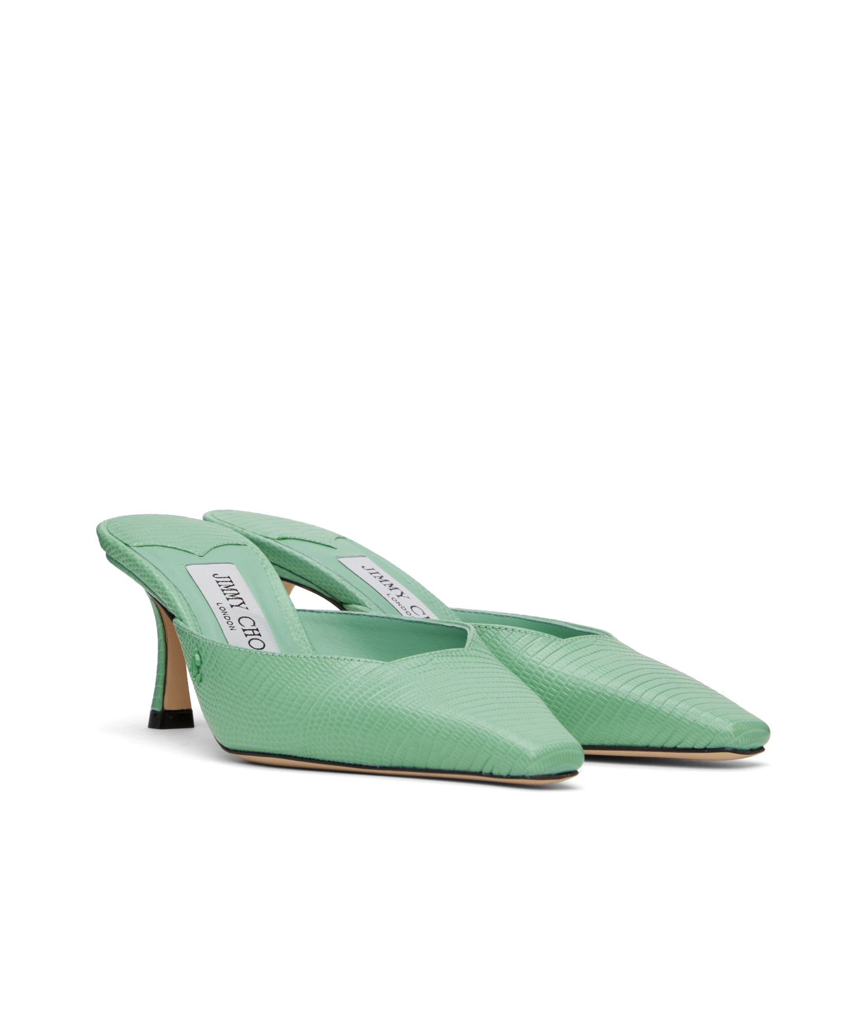 Jimmy Choo Vivi 65 Embellished Lizard-effect Leather Mules In Green
