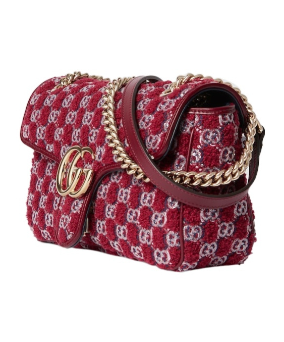 Gucci Small Gg Marmont Shoulder Bag In Red
