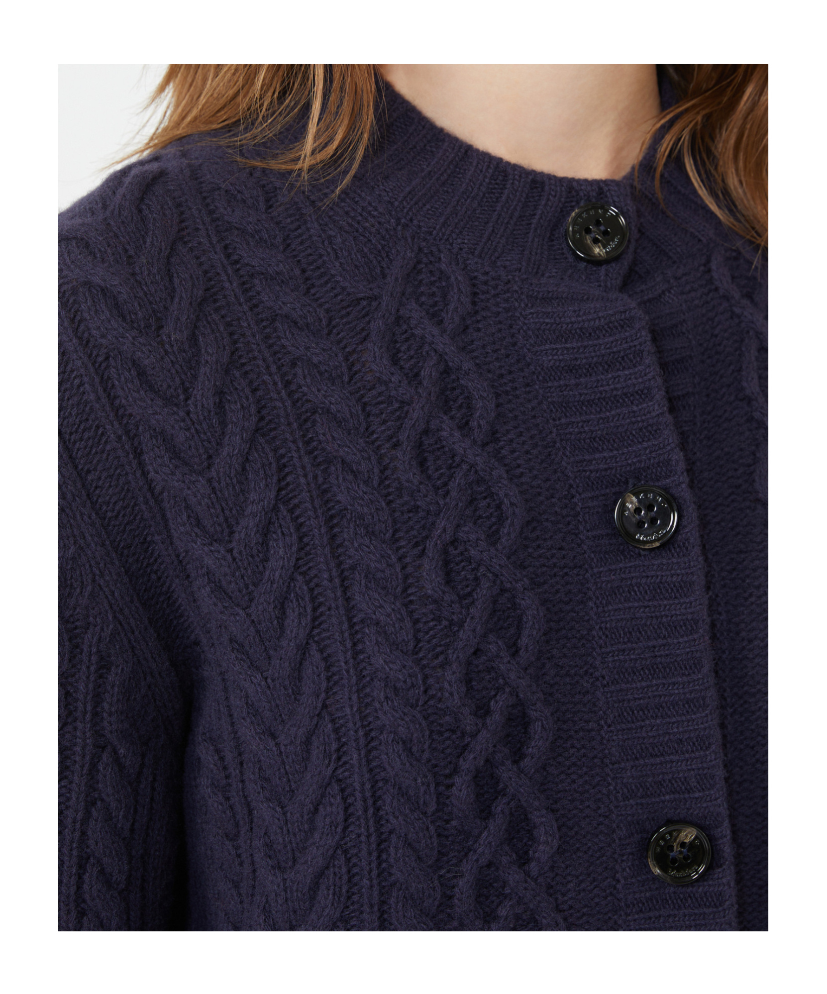 Weekend Max Mara Cardigan À Col Rond En Fil De Laine In Blue