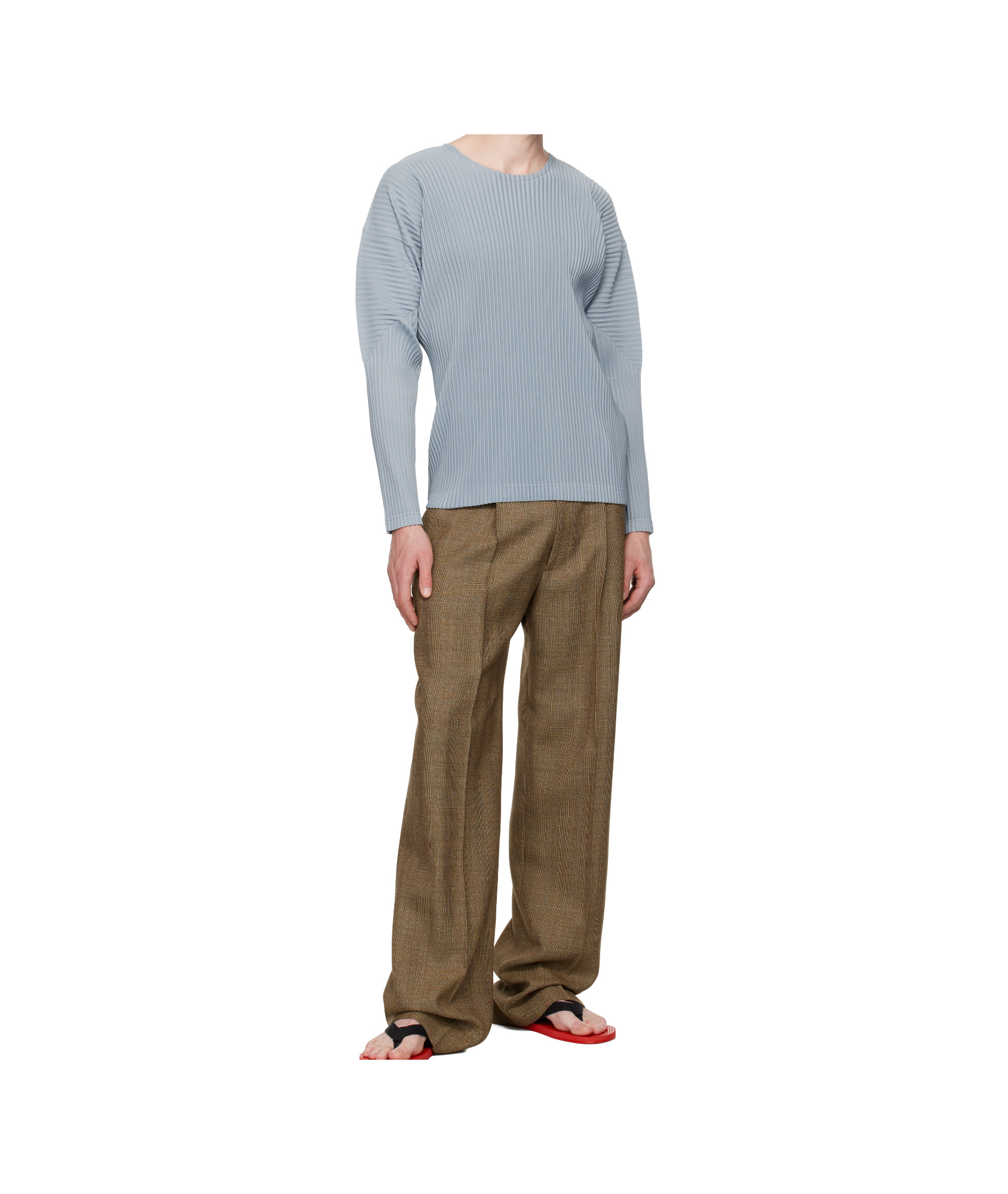 Issey Miyake Round Neck Long Sleeve T-shirt