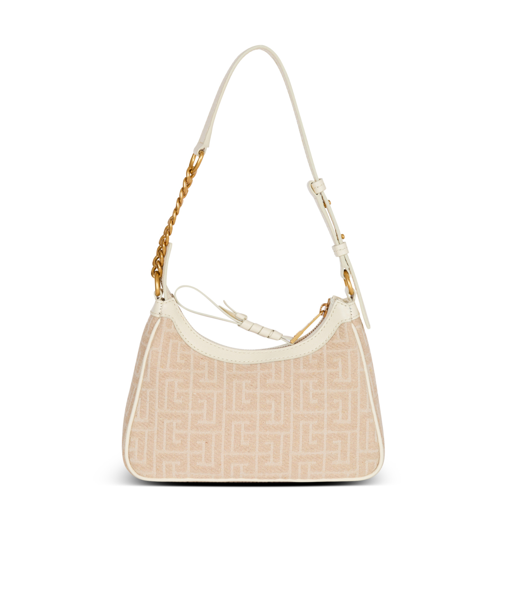 Balmain B-army Shoulder Bag In Monogrammed Jacquard Canvas And Leather