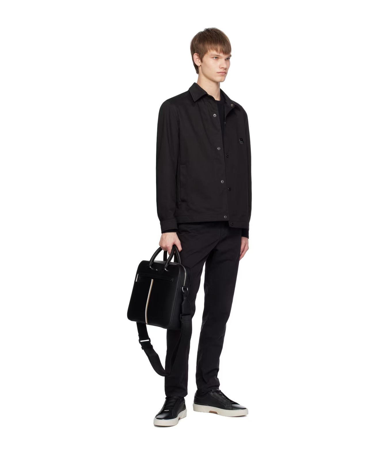 Hugo Boss Relaxed-fit Snap Casual Jacket In Black