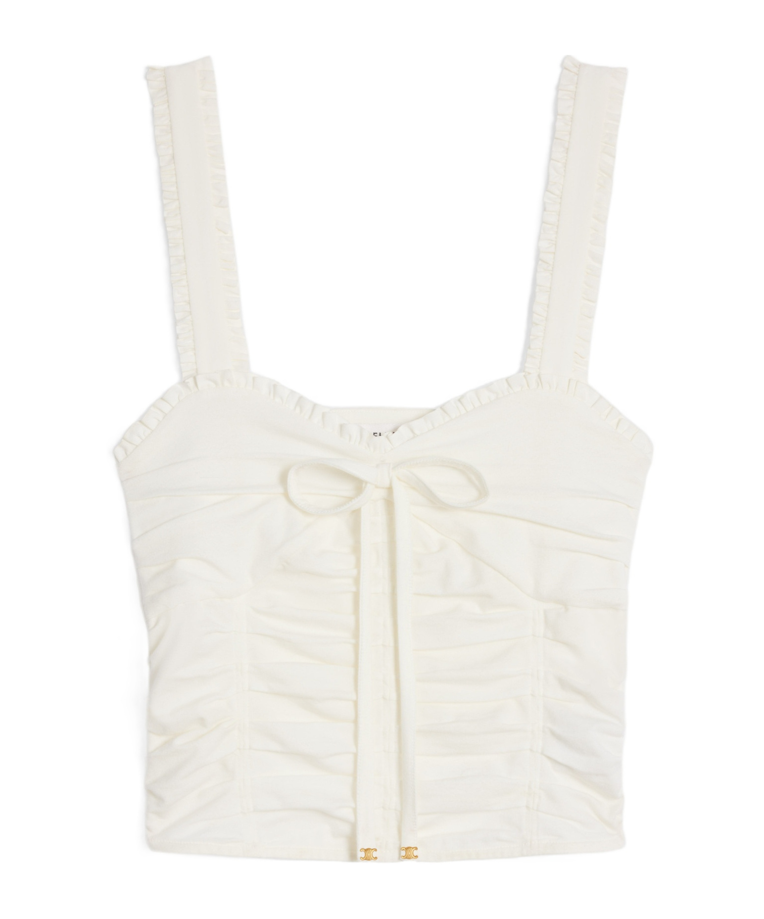 Celine Short Ruffled Top In Cotton And Silk Jersey In Nude