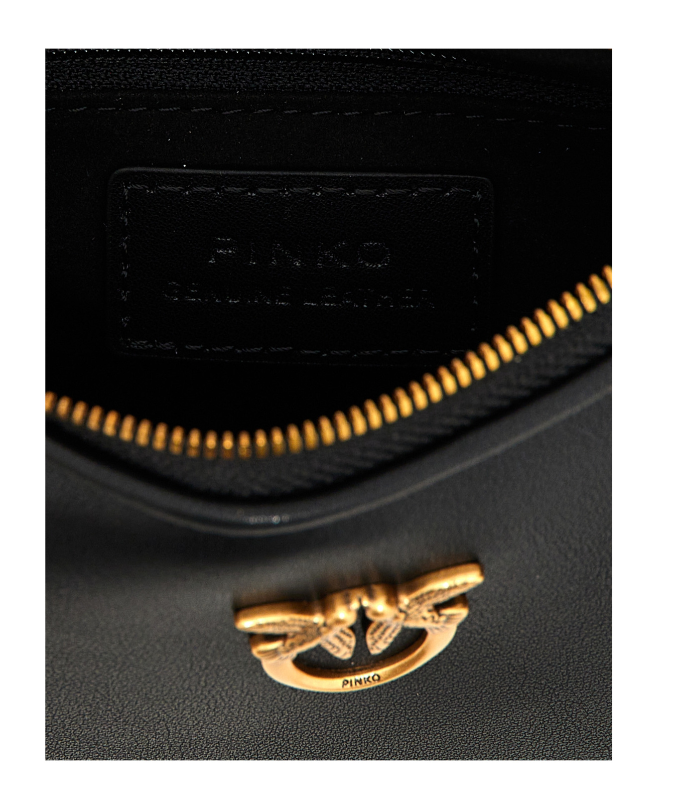 Pinko Mini Love Bag Half Moon Simply In Black-antique Gold
