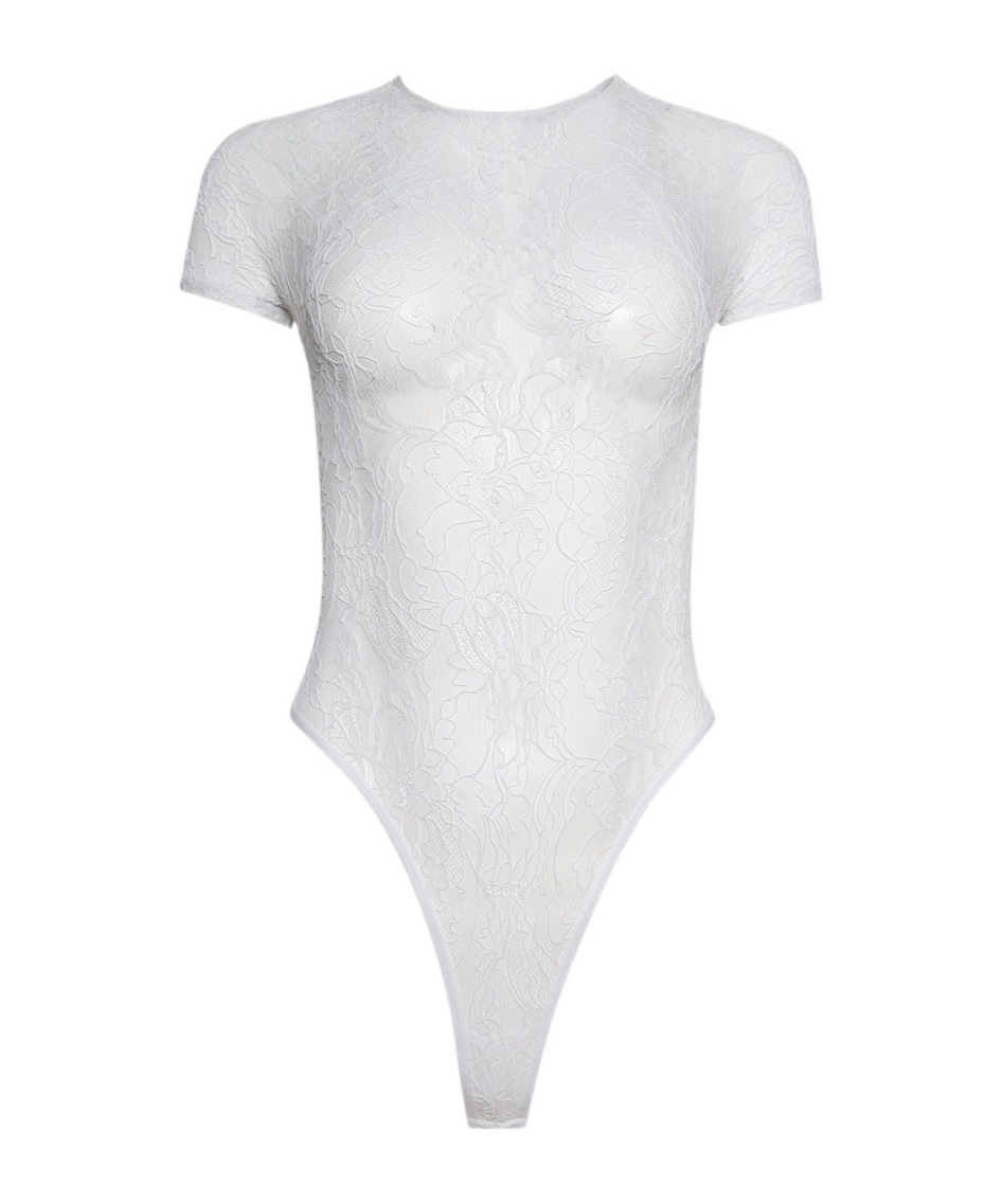 WARDROBE.NYC LACE CAP SLEEVE BODYSUIT 