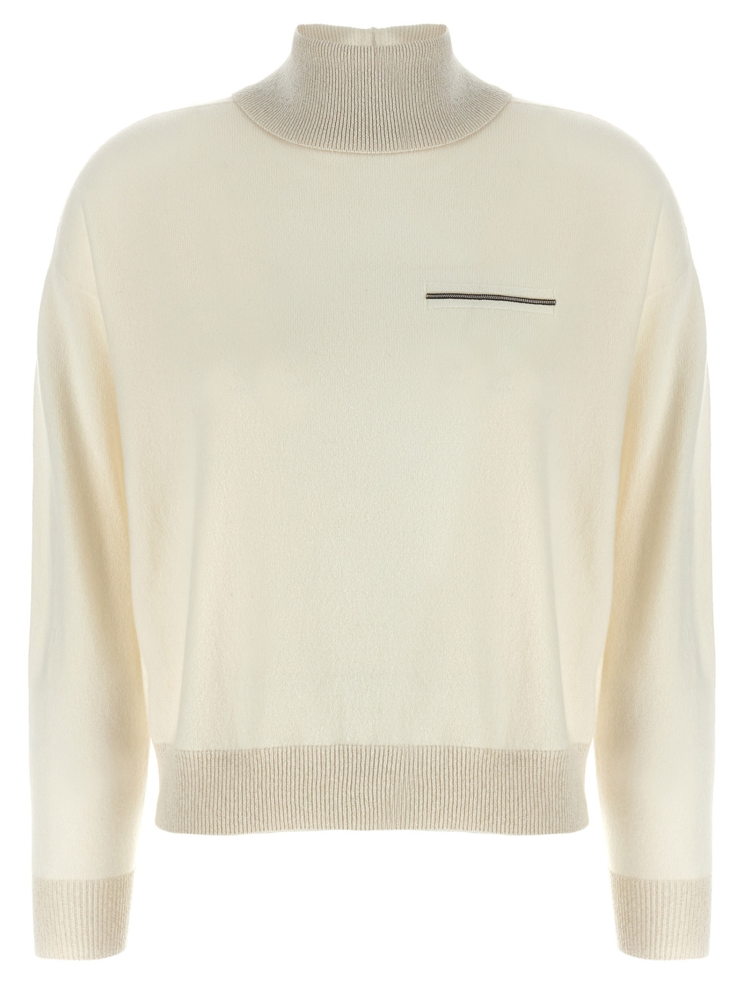 Peserico Lurex Details Turtleneck Sweater Sweaters And Cardigans White In Neutral