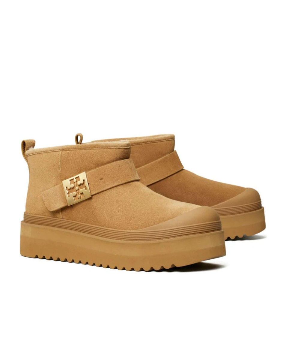 Tory Burch Mellow Genuine Shearling Lined Platform Boot In Brown