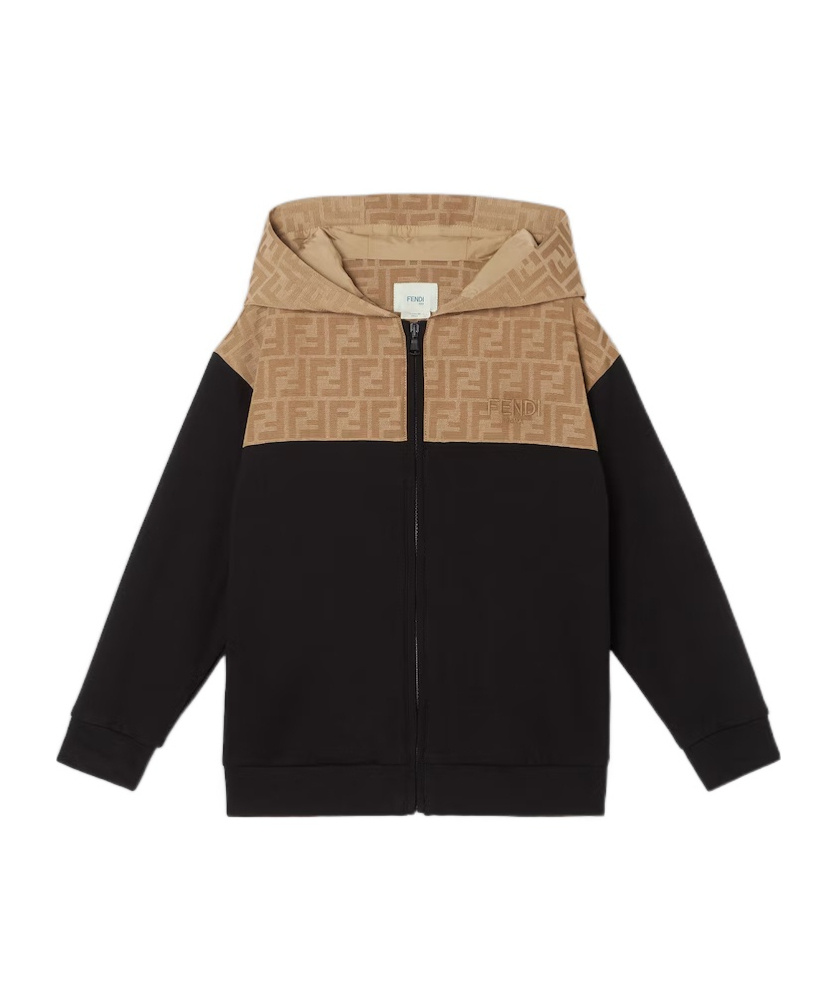 Fendi Black Jersey Baby Sweatshirt With Logo In Black
