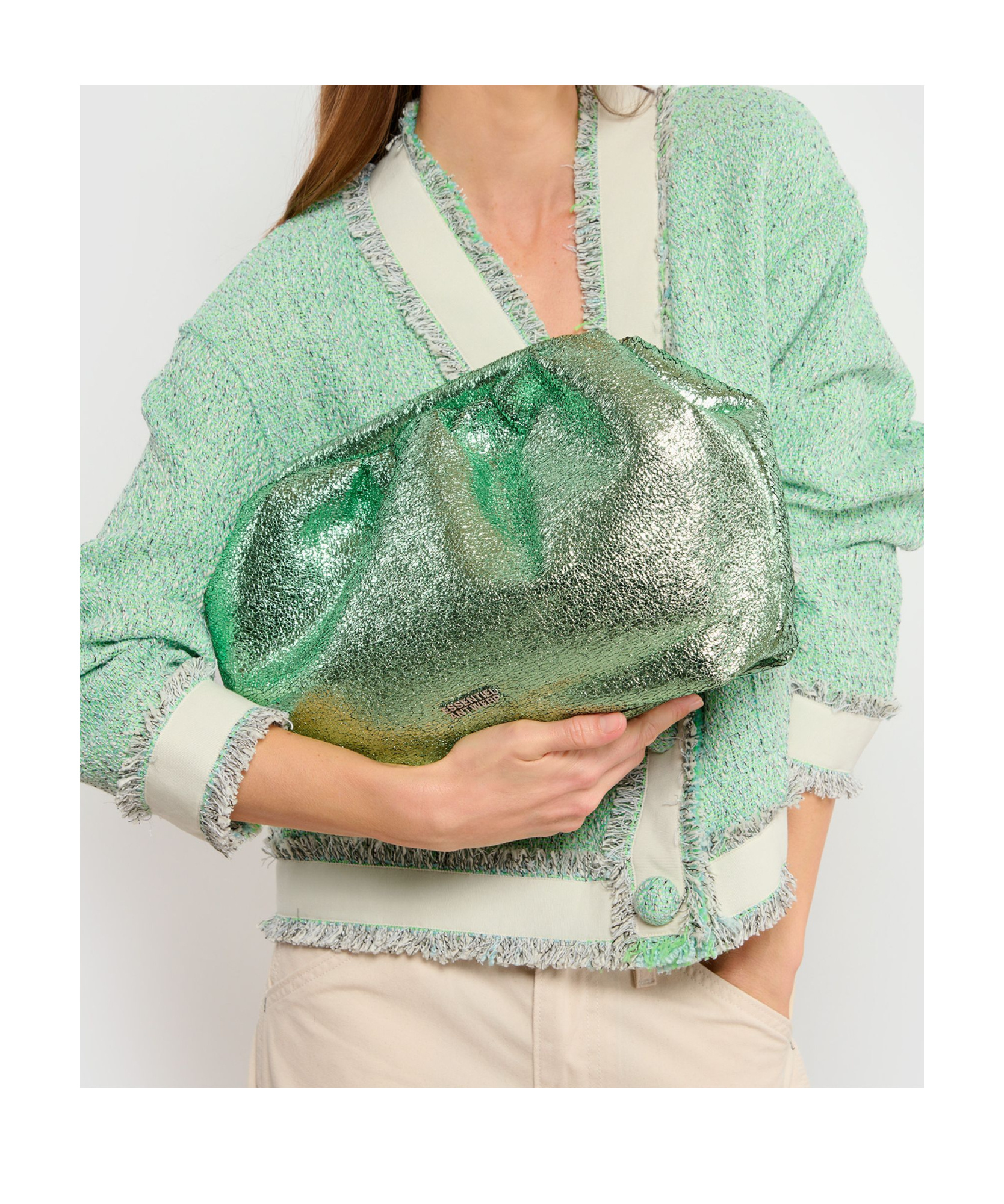 Essentiel Antwerp Magnetic Buckle Shoulder Bag In Green
