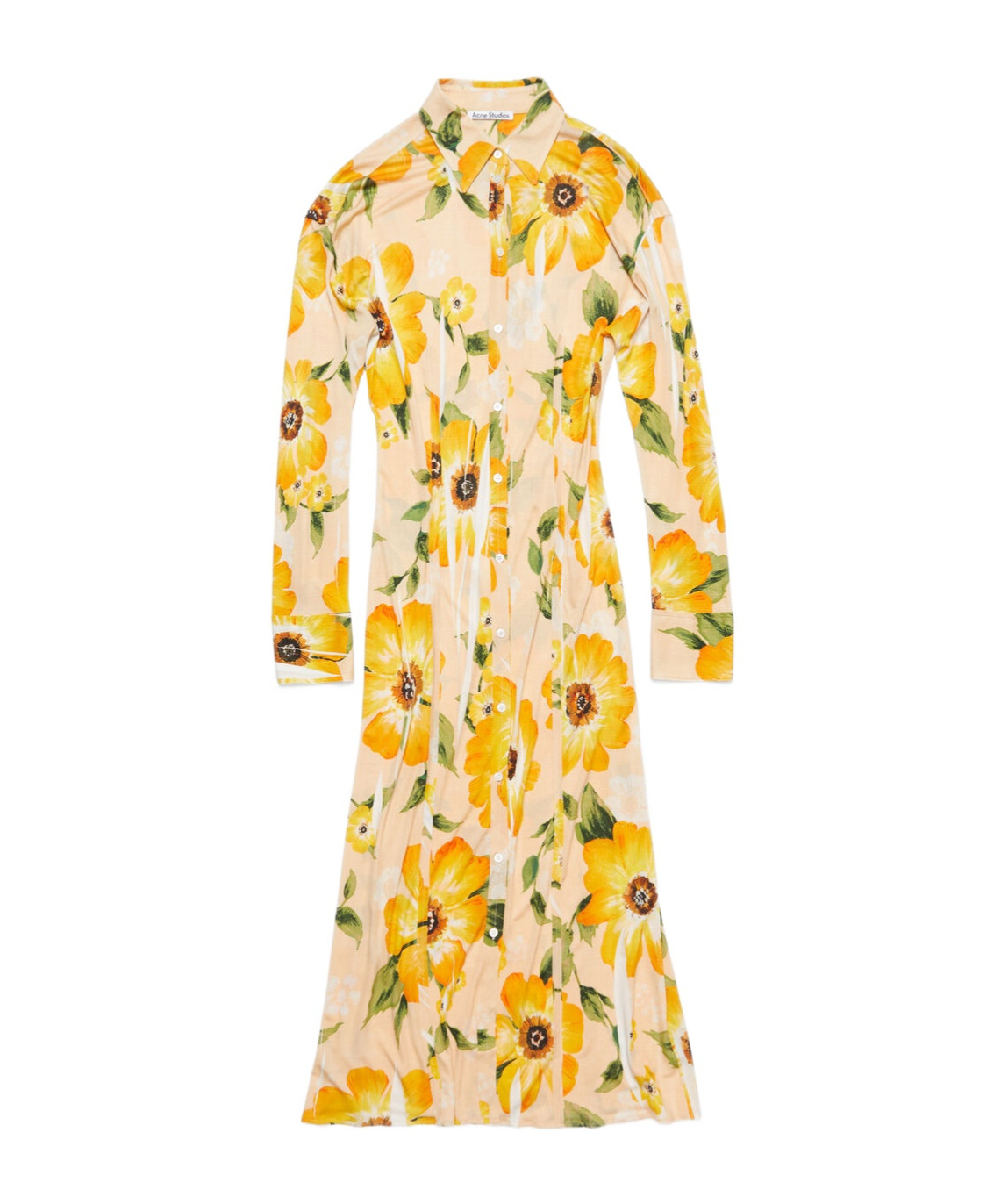 Acne Studios Orange Button-up Printed Midi Dress In Nude