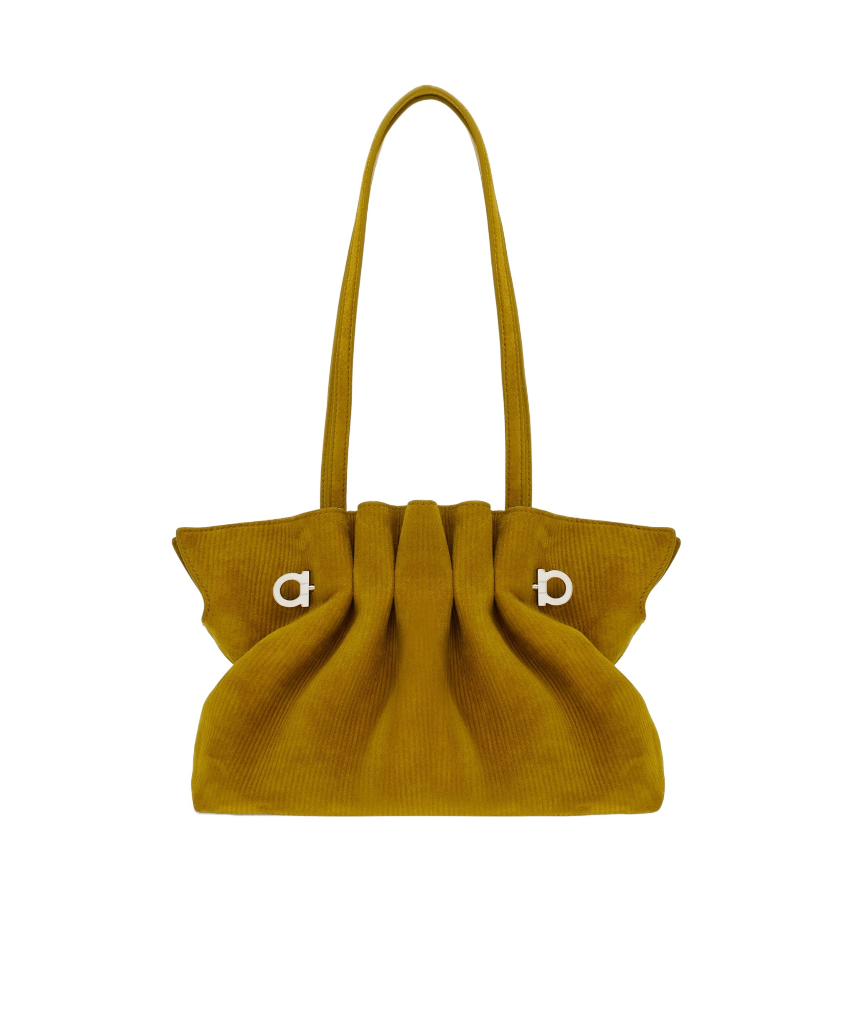 Ferragamo Soft Suede Shoulder Bag In Yellow