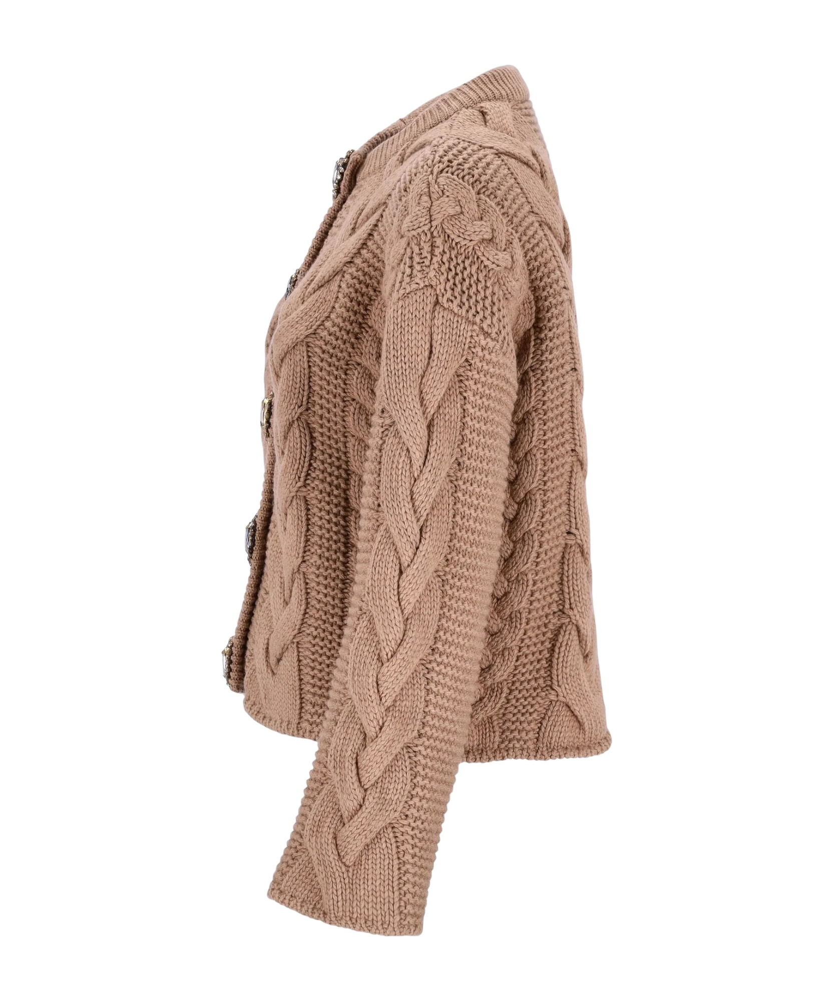 La Doublej Long-sleeve Cable-knit Cardigan In Brown