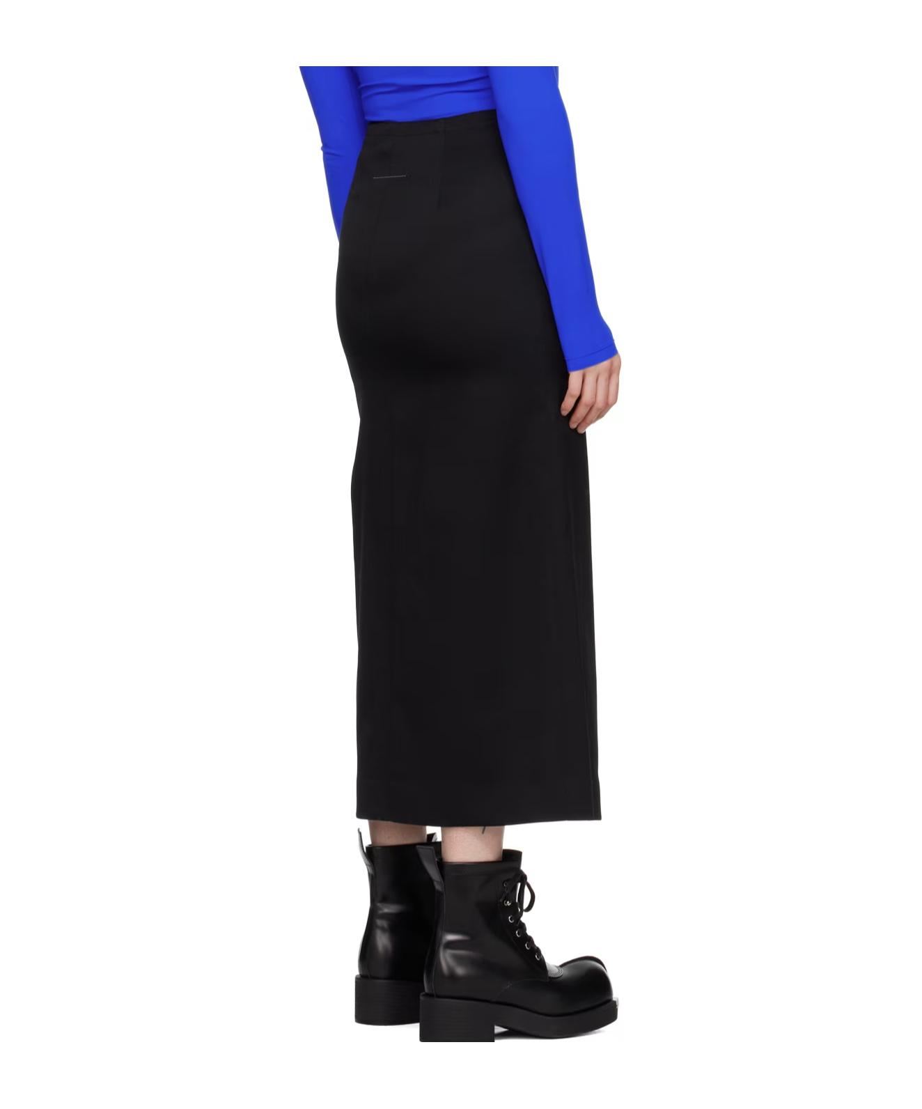 Shop Mm6 Maison Margiela High-waist Twill Midi Skirt In Black