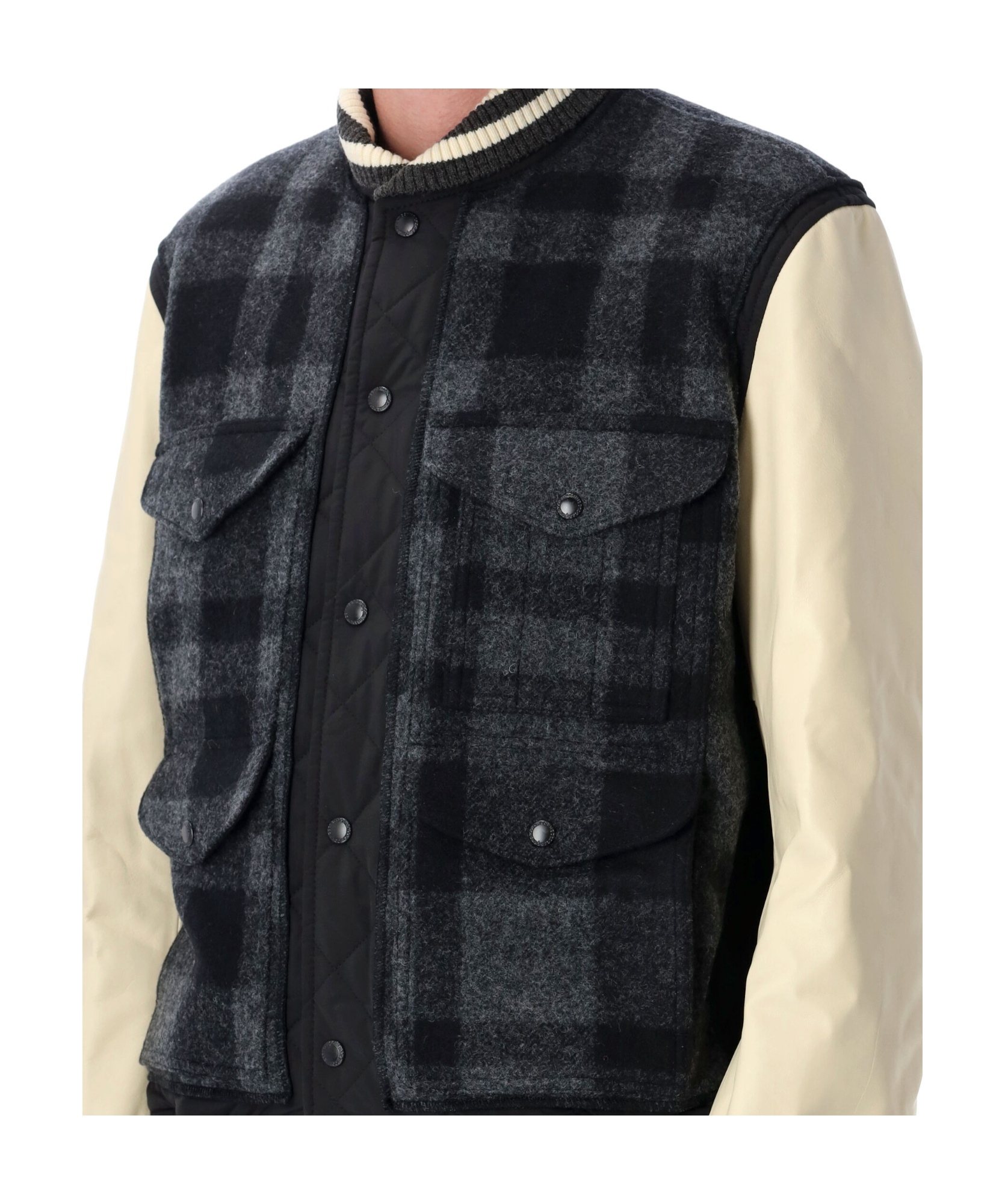 Junya Watanabe Quilted Back Varsity Style Jacket In Blue