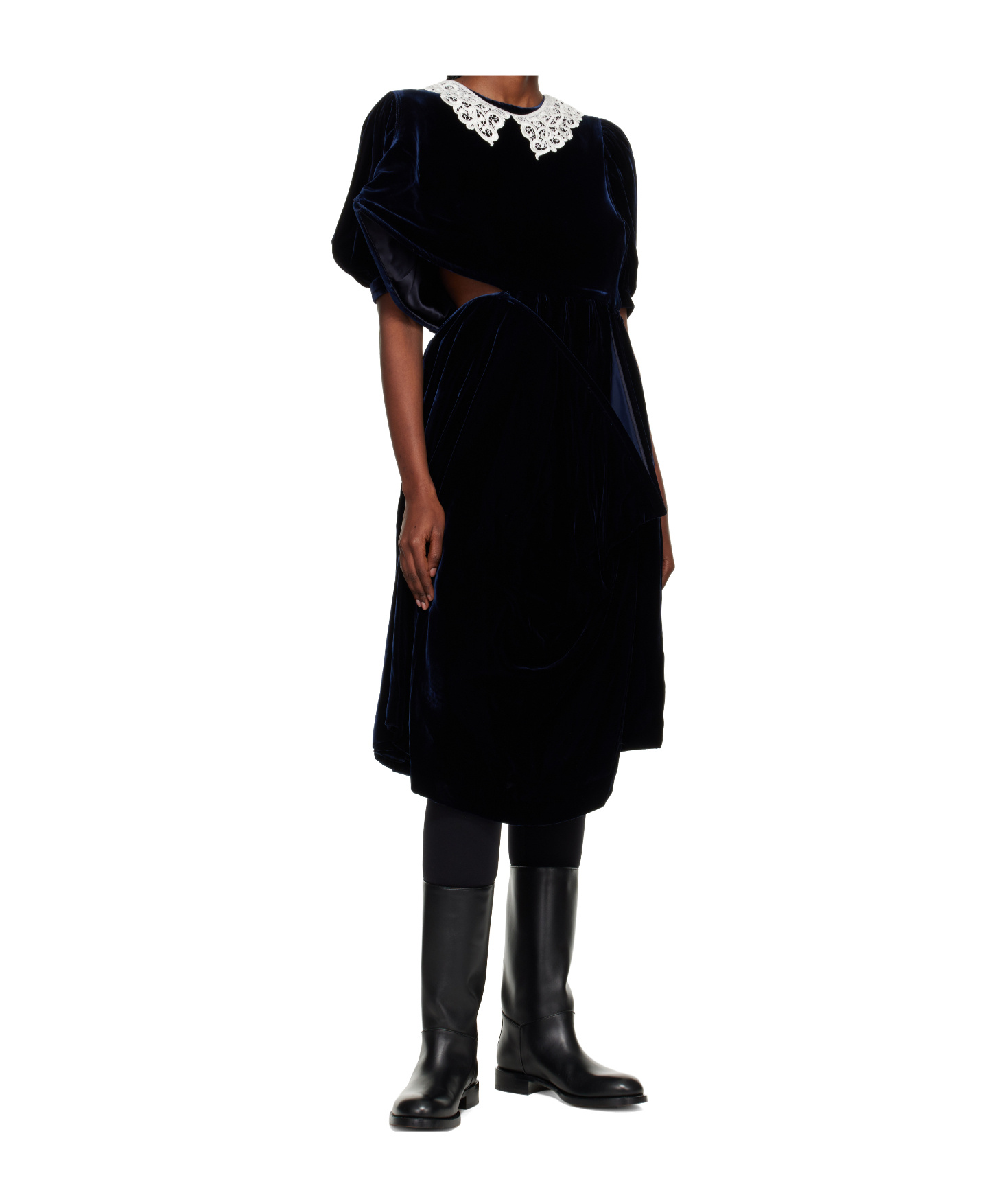 Junya Watanabe Navy Angular Midi Dress In Multi