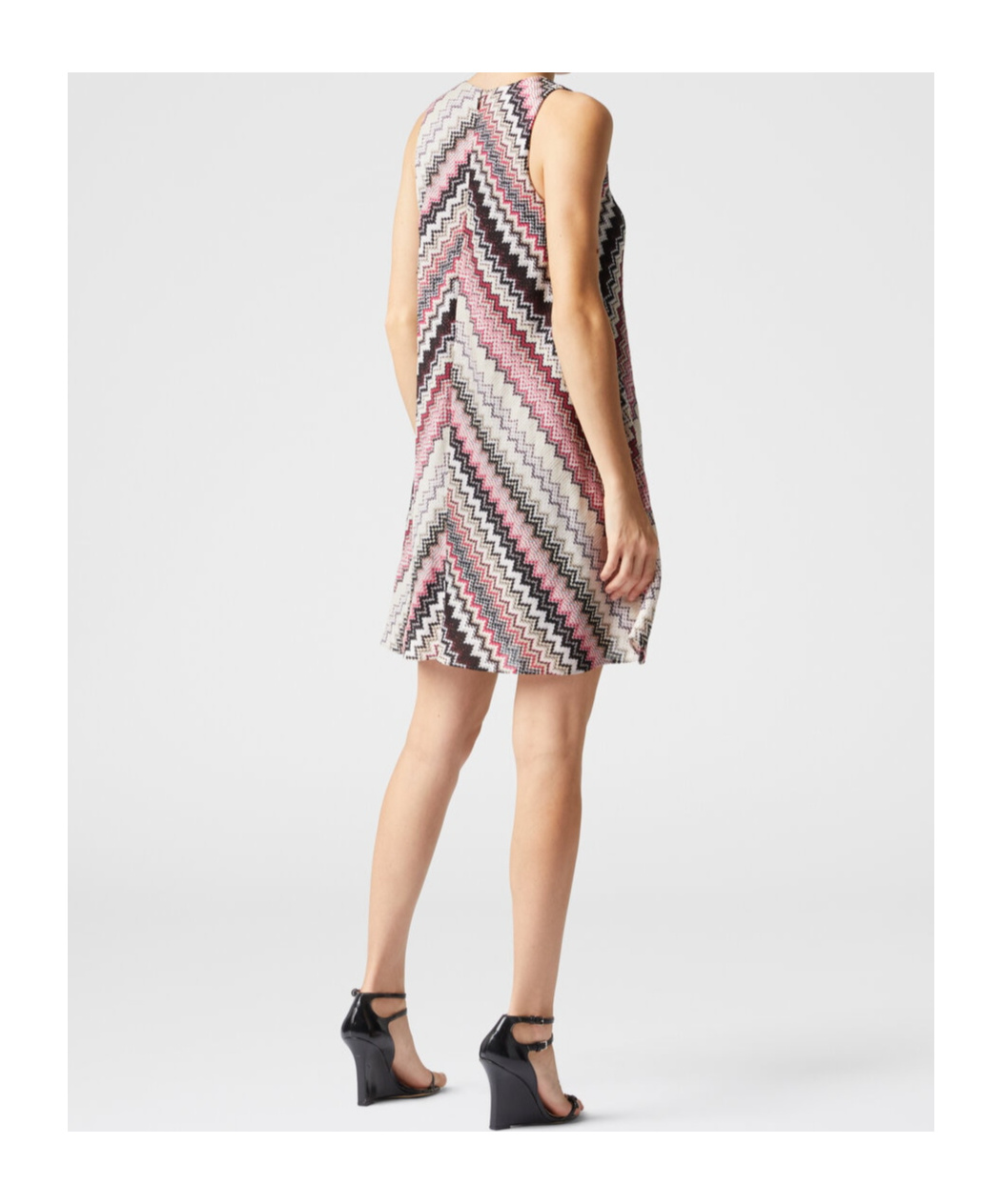 Missoni Mini A-line Dress With Serrated Zigzag Lamé Motif In Nude