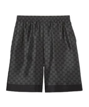Gucci Black Silk Twill Printed Shorts