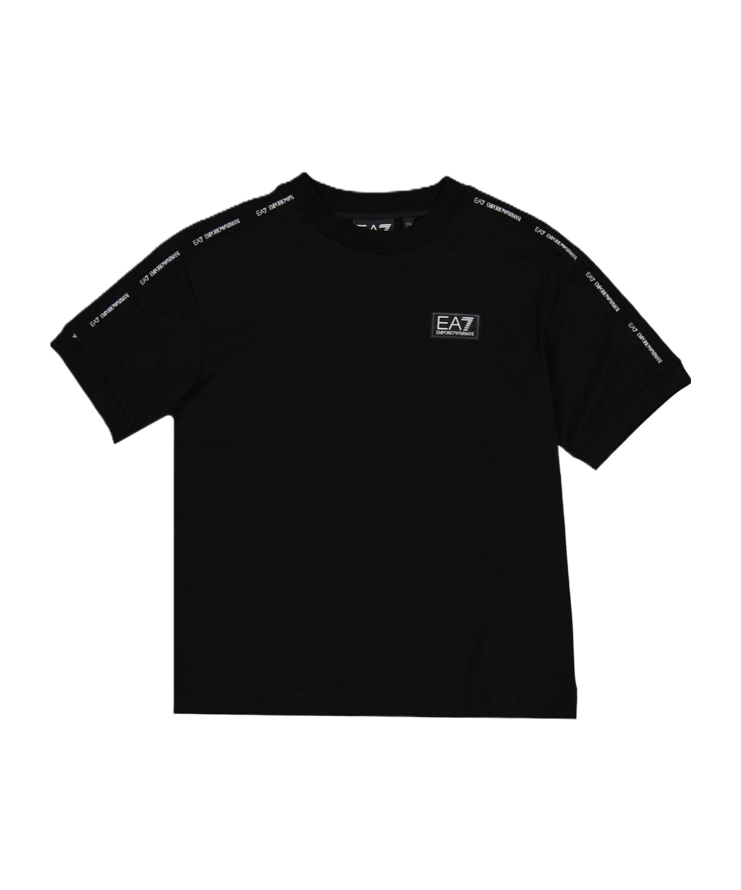 Ea7 Black Cotton T-shirt In Black