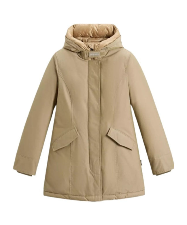 Woolrich Sand Cotton Blend Arctic Parka In Nude