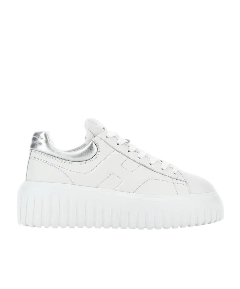 Hogan Striped Leather Lace-up Sneakers With H Detail In White