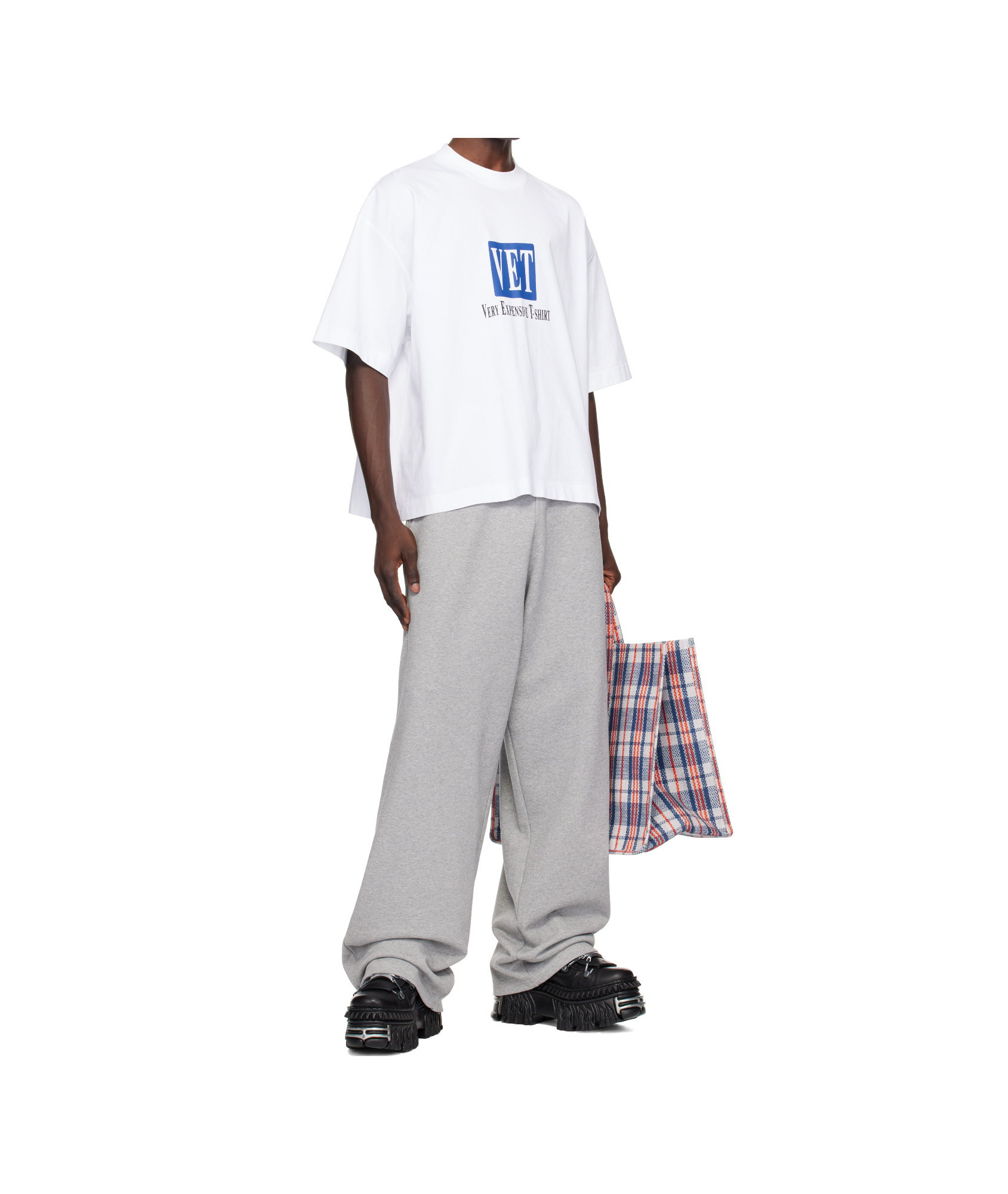 Vetements Gray Embroidered Logo Sweatpants In Gray