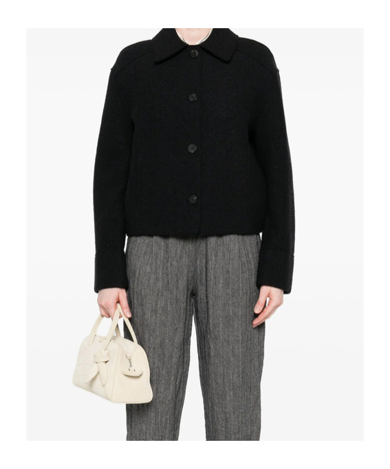Harris Wharf London Button-front Collared Jacket In Black