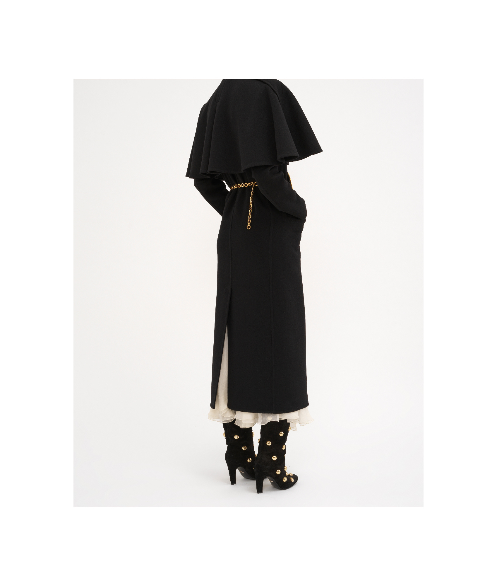 Chloé Wool Coat With Removable Cape In Black