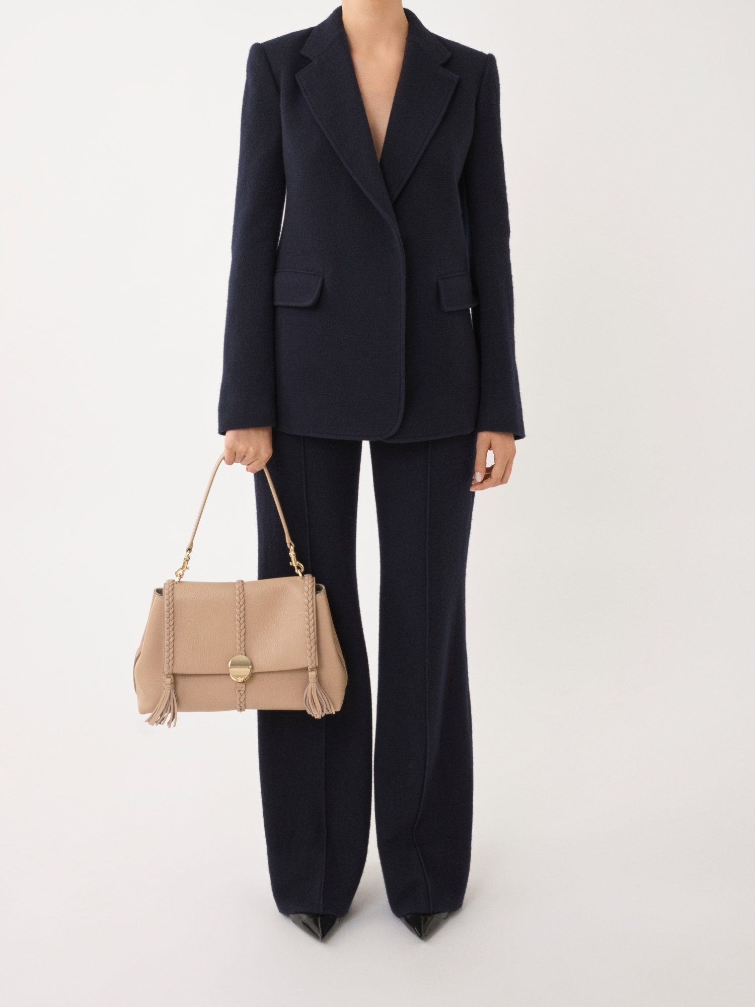 Chloé Medium Penelope Leather Shoulder Bag In Nude