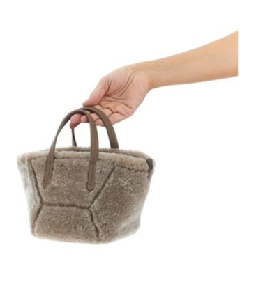 Brunello Cucinelli Shearling Leather Tote Bag In Gray