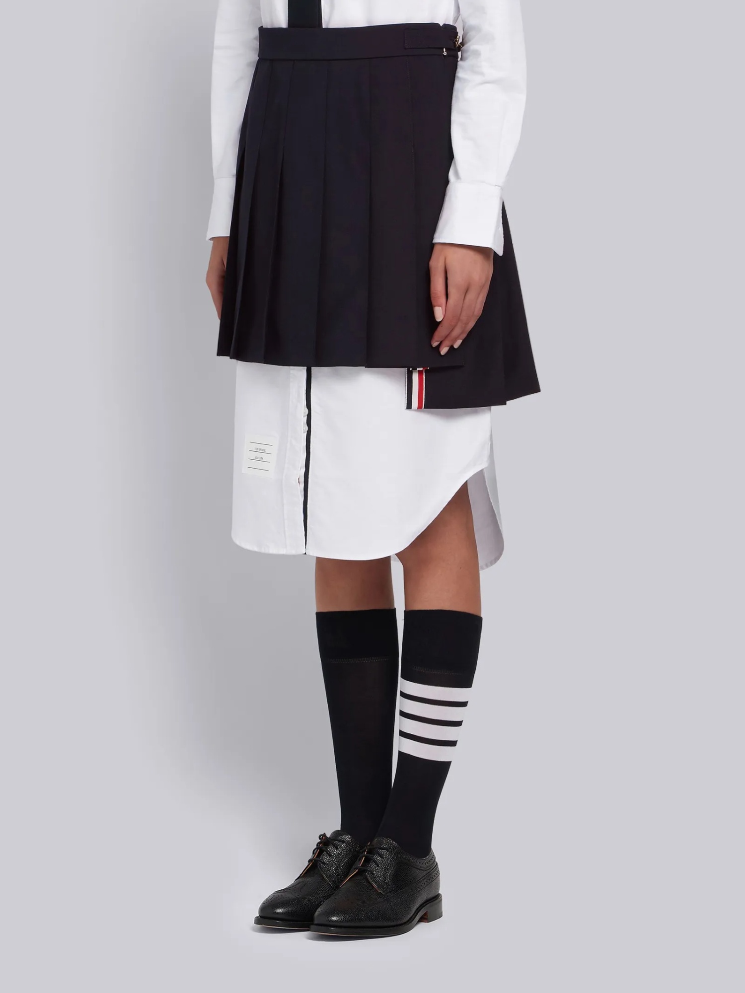 Thom Browne Graphite Wool Mini Skirt For Women In Black