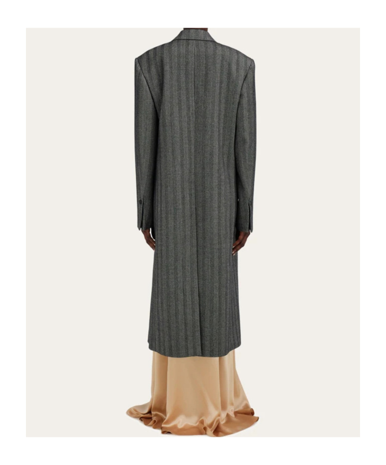 Ferragamo Oversize Chevron Coat In Gray