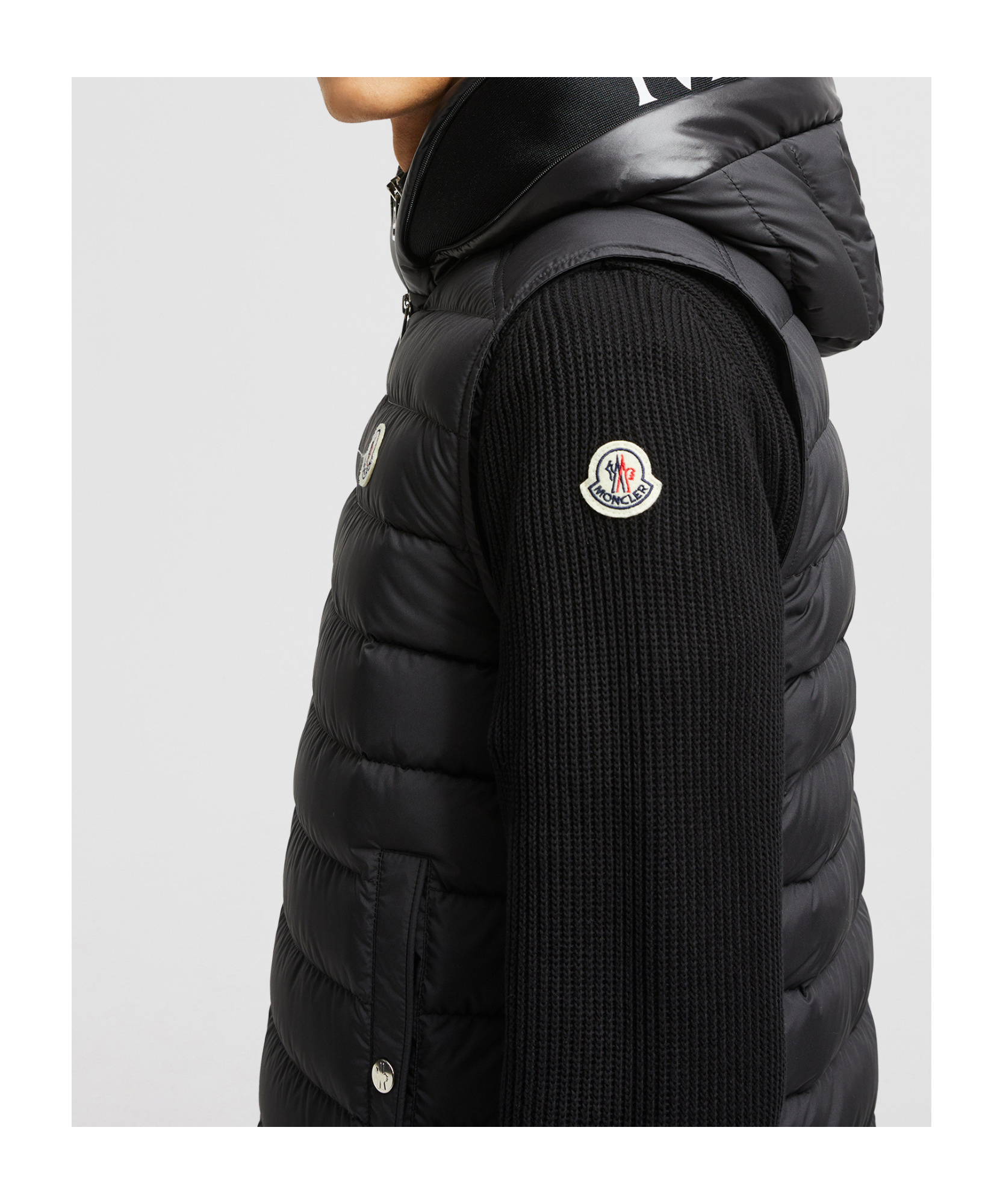 Moncler Sleeveless Hooded Padded Down Jacket With Side Pockets In Black