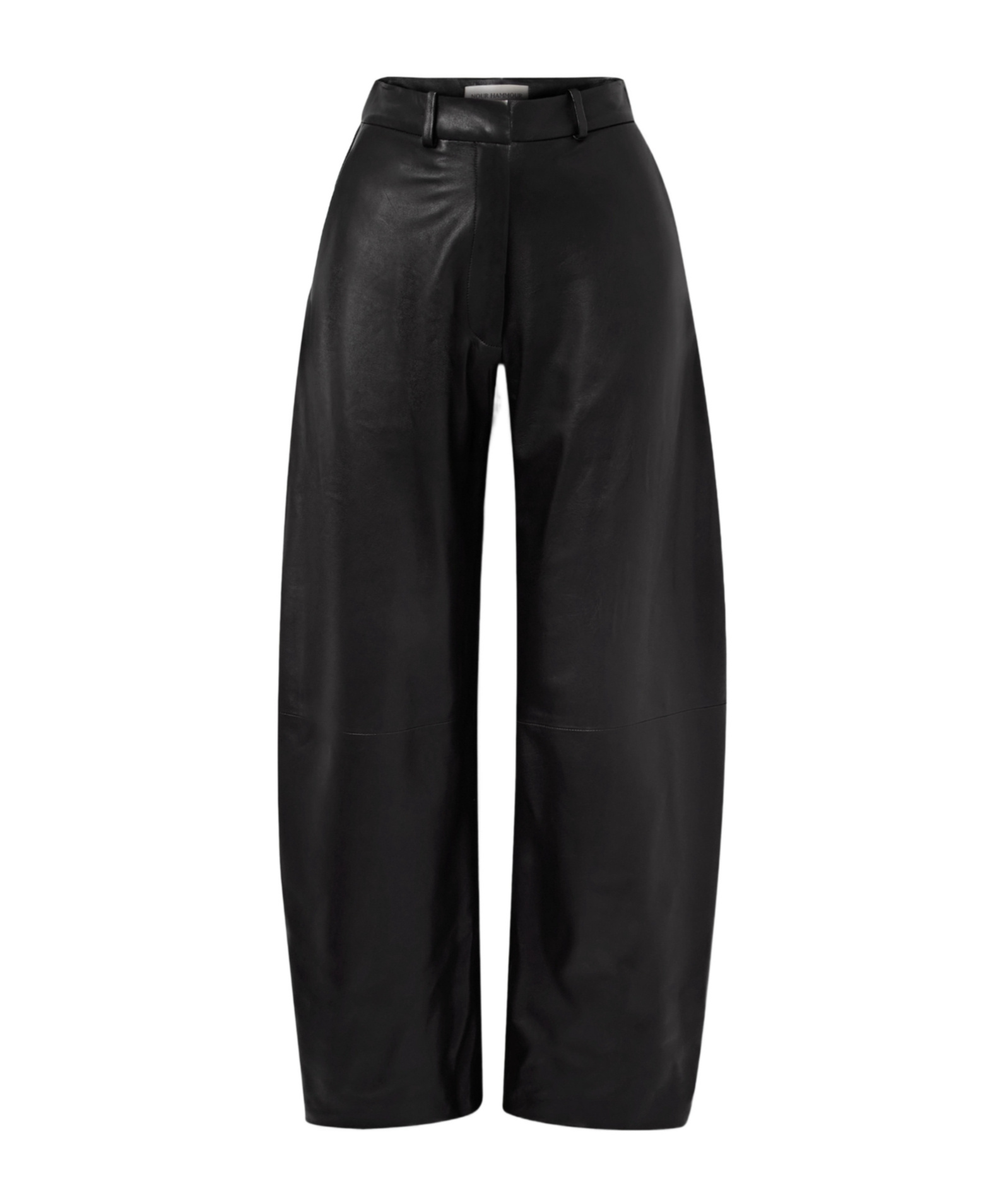 Nour Hammour Leather Wide-leg Trousers In Black