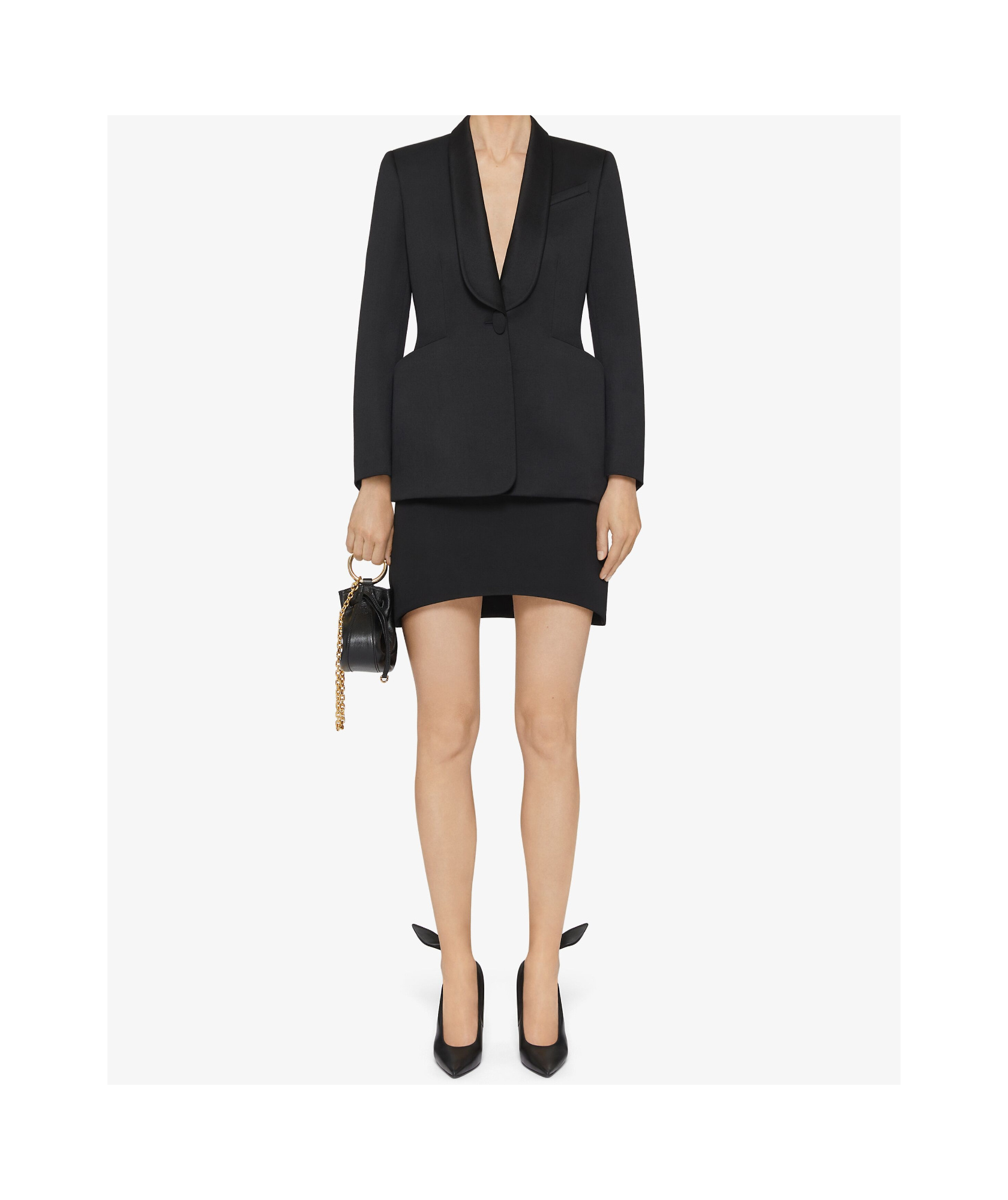 Givenchy Long-sleeved Wool Suit Coat In Black