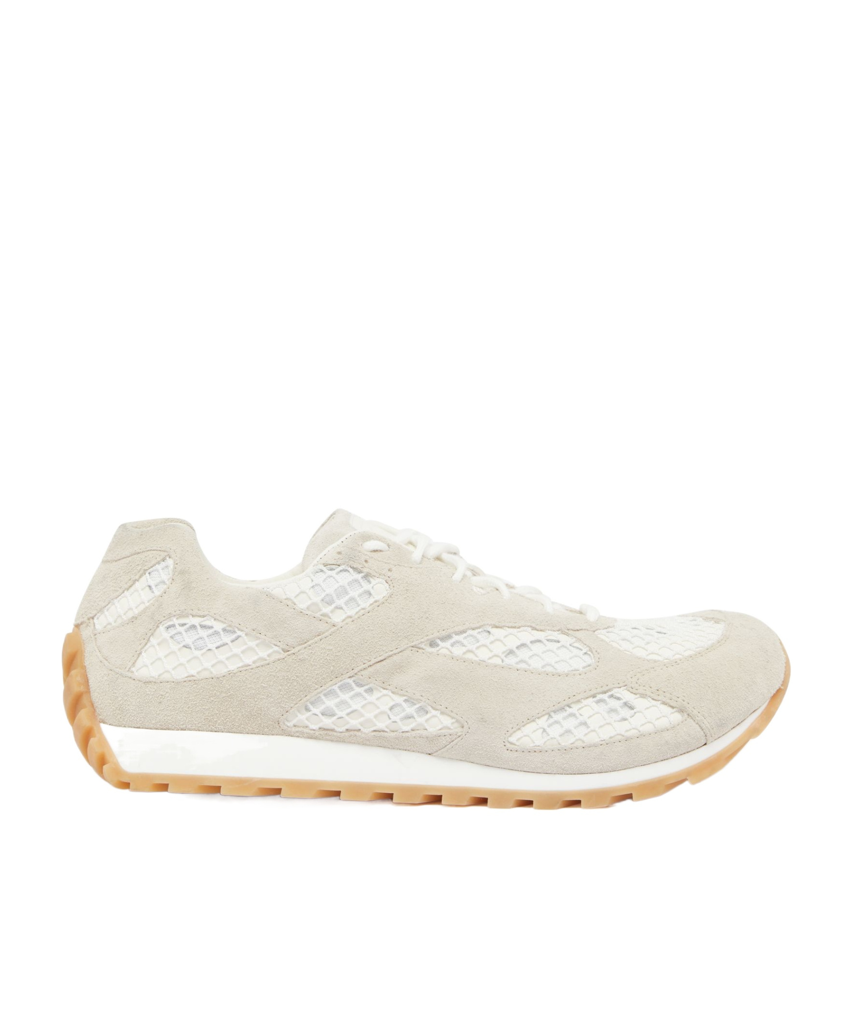Bottega Veneta Bicolor Mesh And Suede Orbit Sneakers In White
