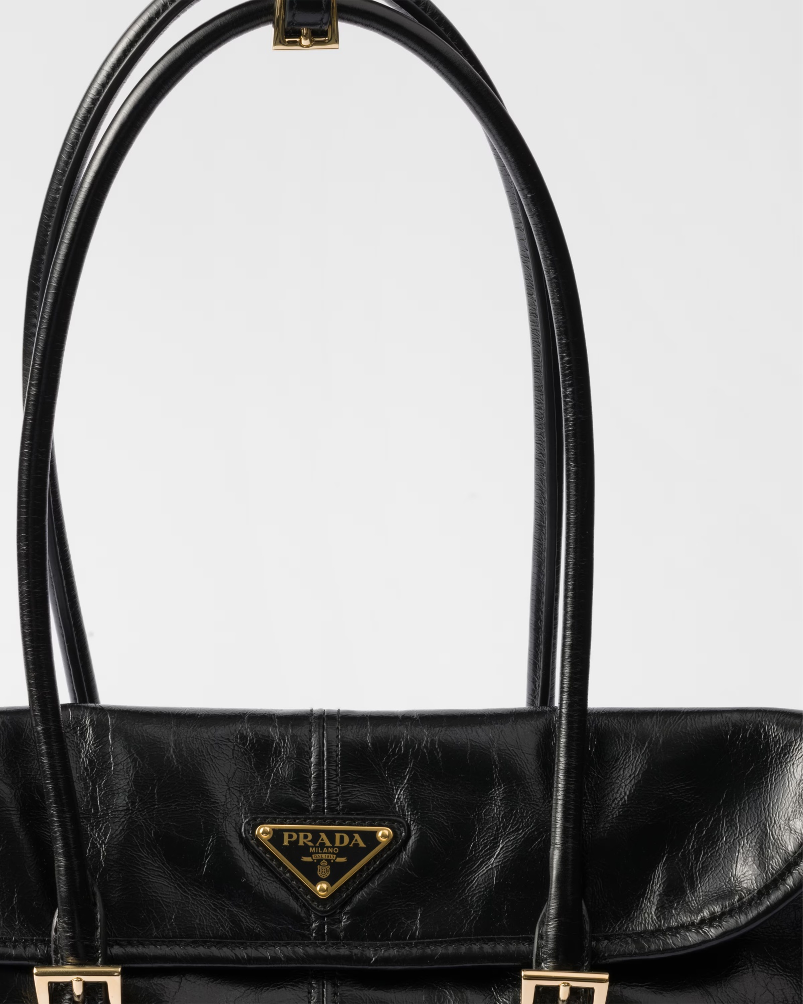 Prada Medium Leather Shoulder Bag In Black