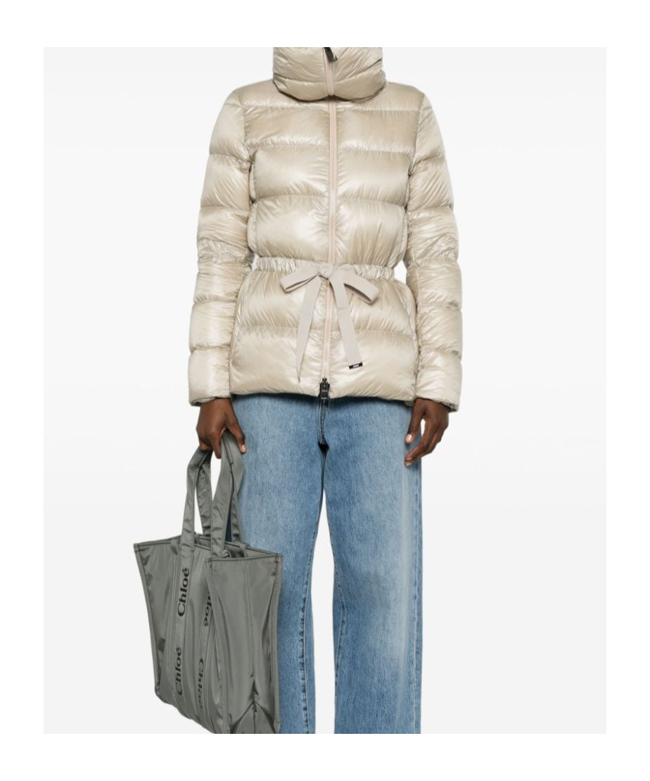 Herno Belted Short Down Jacket In Nude